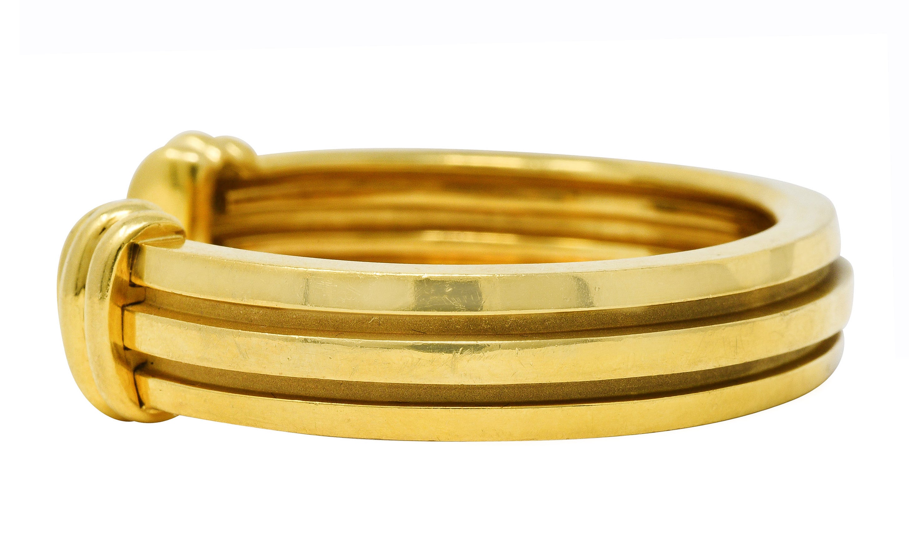 Tiffany & Co. Vintage 18 Karat Yellow Gold Grooved Atlas Cuff Bracelet Wilson's Estate Jewelry