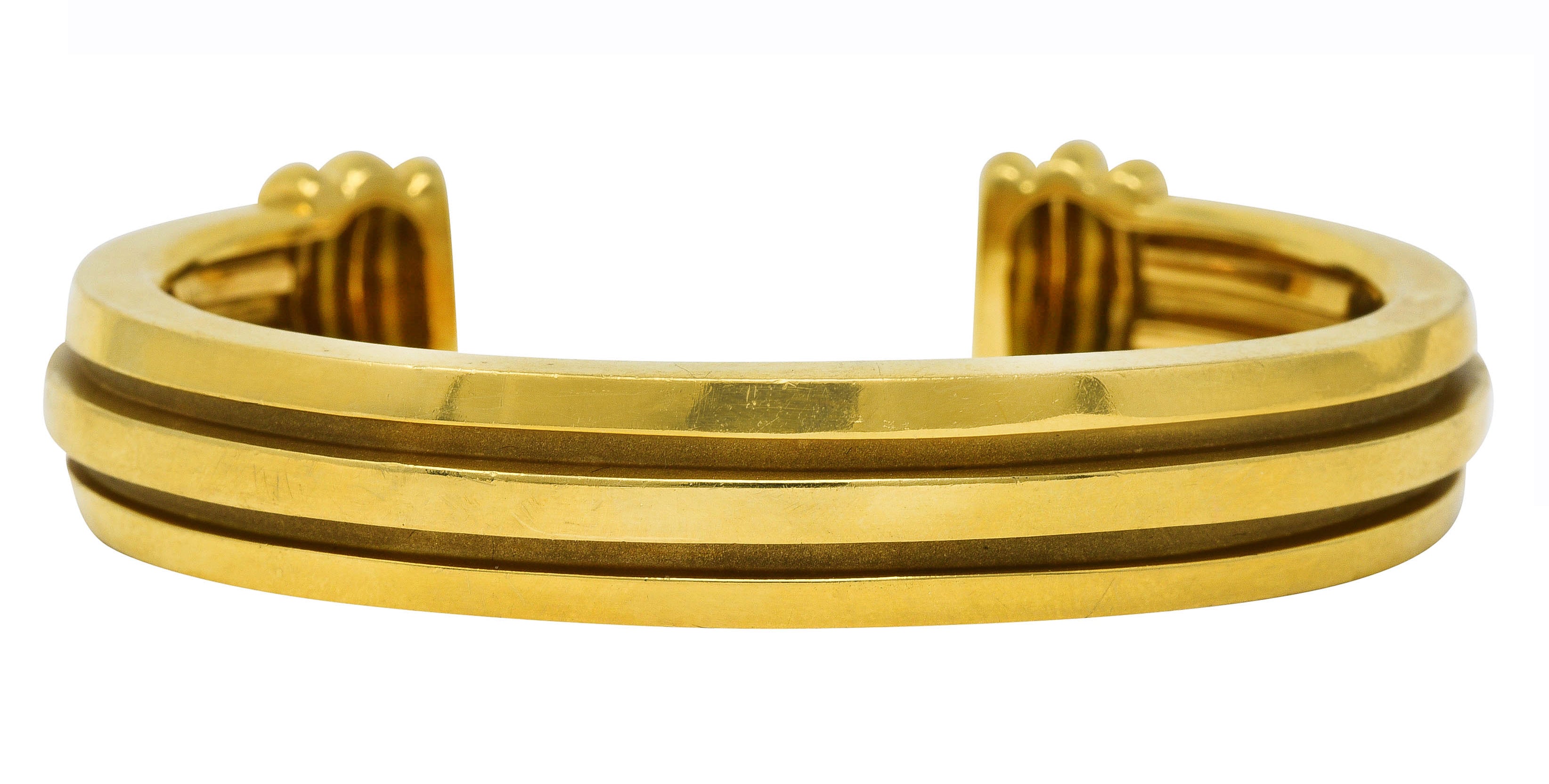 Tiffany & Co. Vintage 18 Karat Yellow Gold Grooved Atlas Cuff Bracelet Wilson's Estate Jewelry