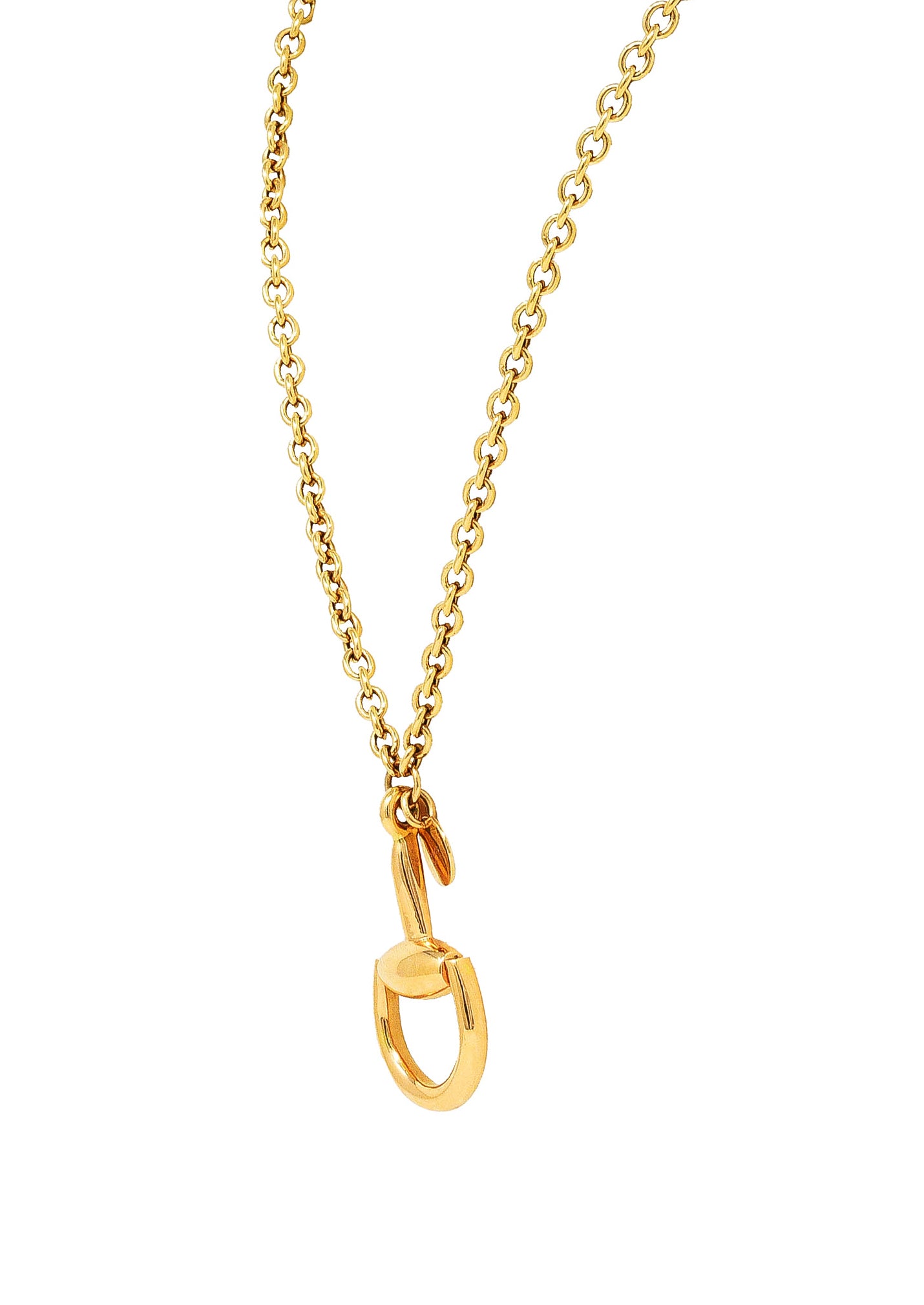 Gucci Contemporary 18 Karat Yellow Gold Horsebit Pendant Necklace Wilson's Estate Jewelry