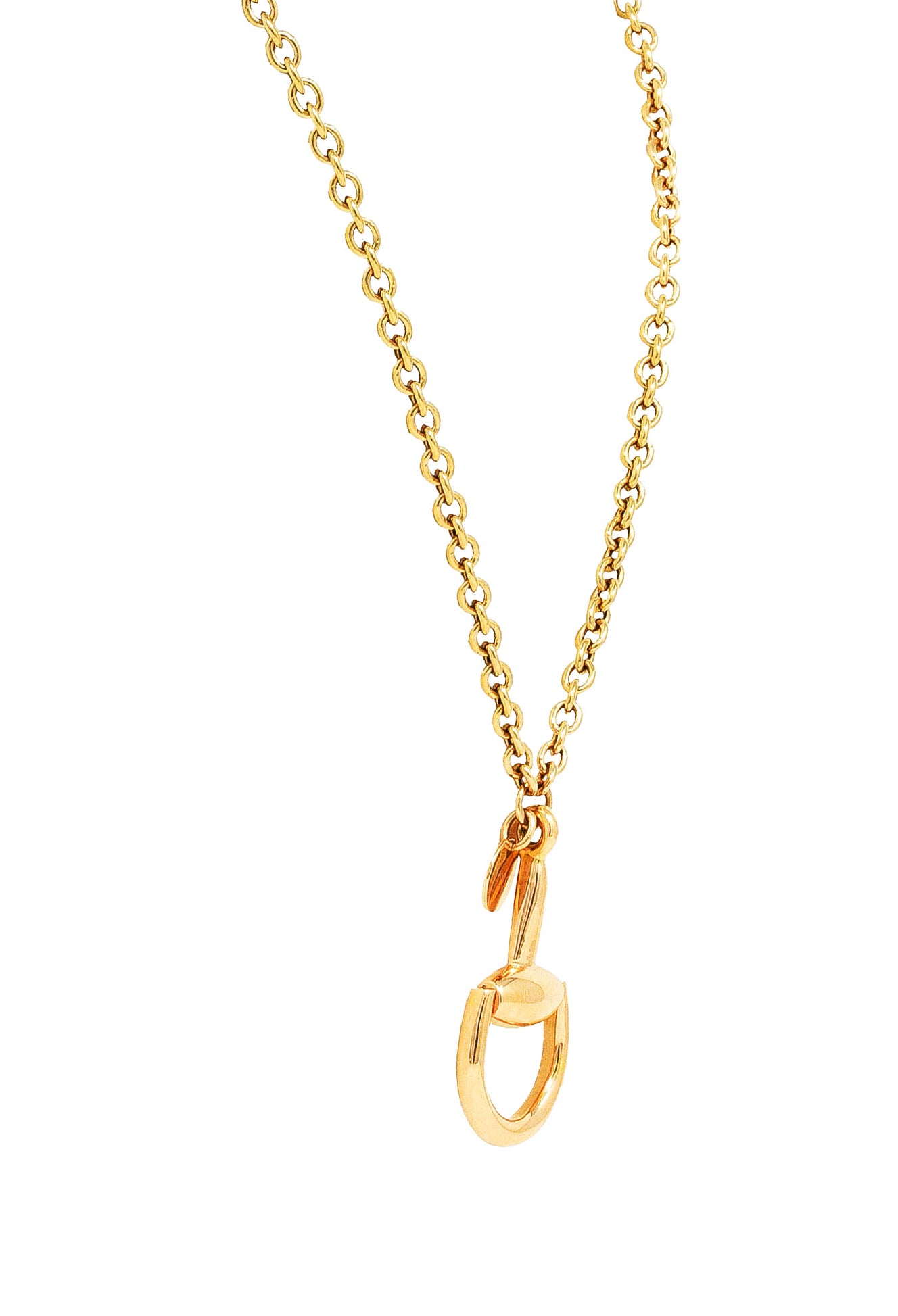 Gucci Contemporary 18 Karat Yellow Gold Horsebit Pendant Necklace Wilson's Estate Jewelry