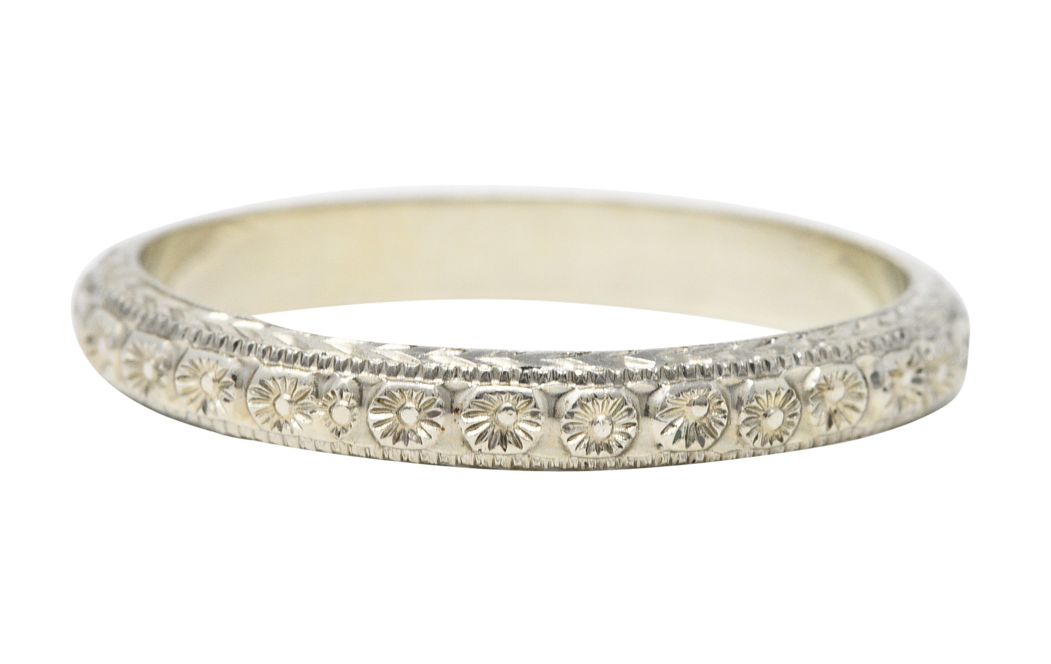 1930's Bernstein Jewelry Co. 18 Karat White Gold Blossom Wedding Band RingRing - Wilson's Estate Jewelry