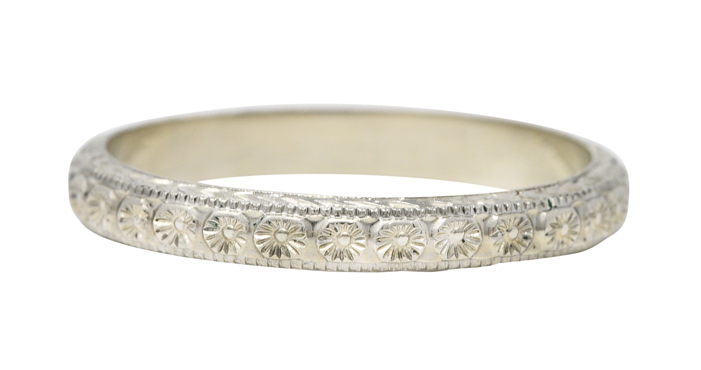 1930's Bernstein Jewelry Co. 18 Karat White Gold Blossom Wedding Band RingRing - Wilson's Estate Jewelry