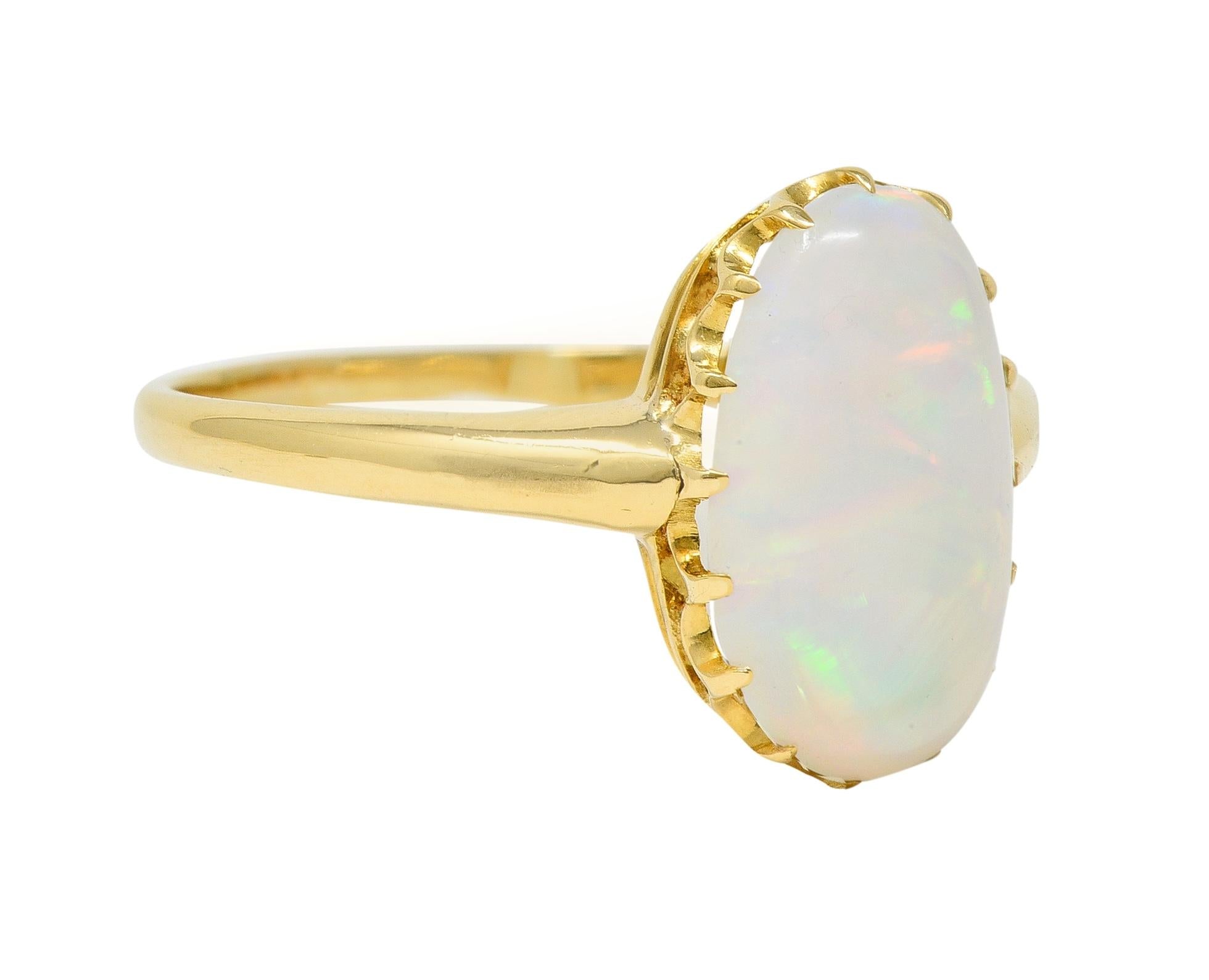 Victorian Opal Cabochon 18 Karat Yellow Gold Antique Solitaire Ring