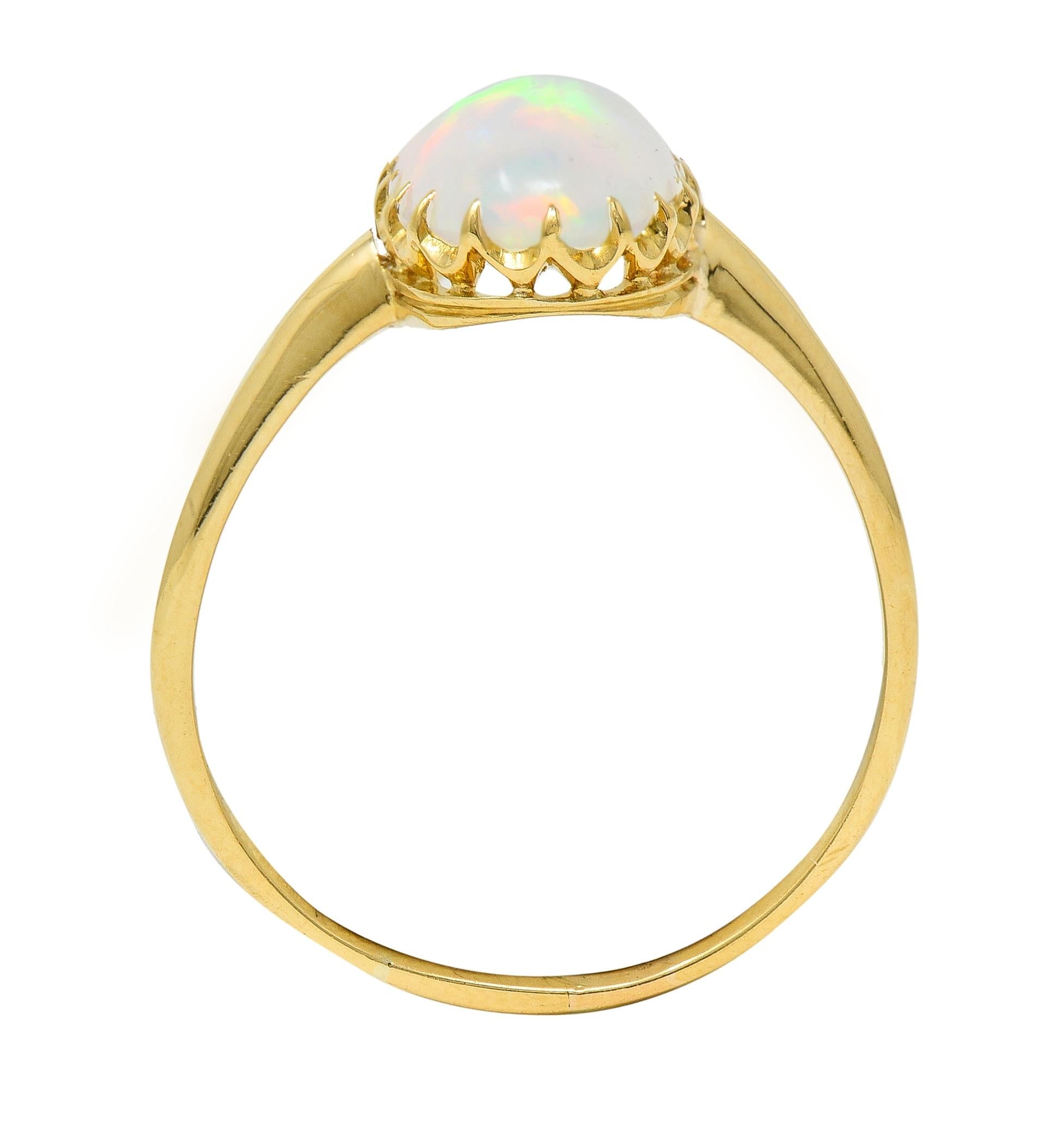 Victorian Opal Cabochon 18 Karat Yellow Gold Antique Solitaire Ring