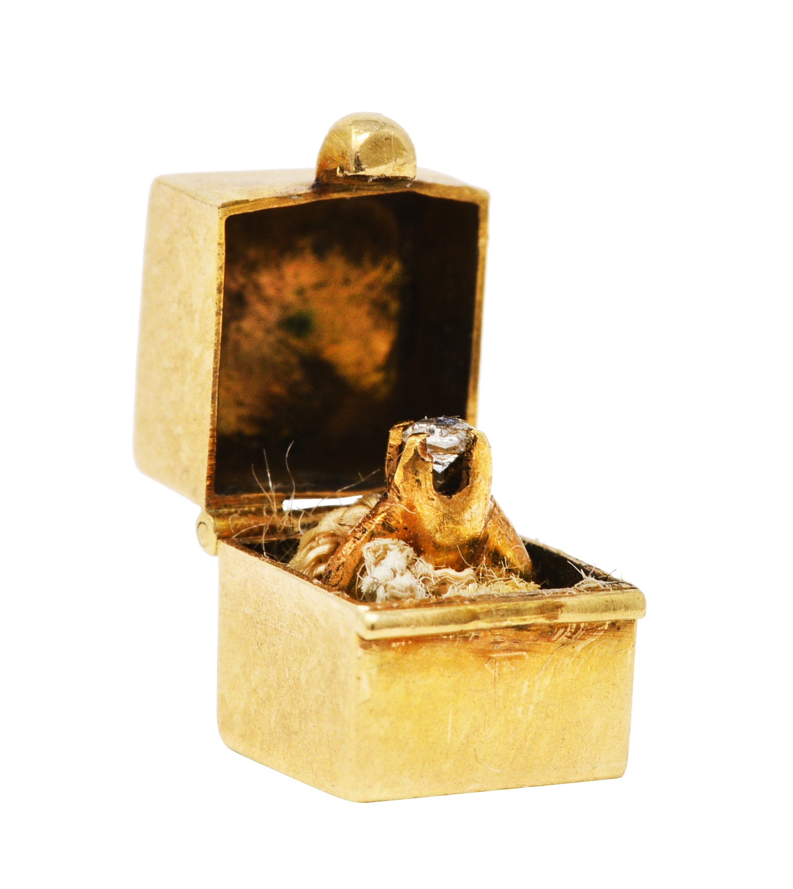 Retro Diamond 14 Karat Gold Marriage Ring Box Charmcharm - Wilson's Estate Jewelry