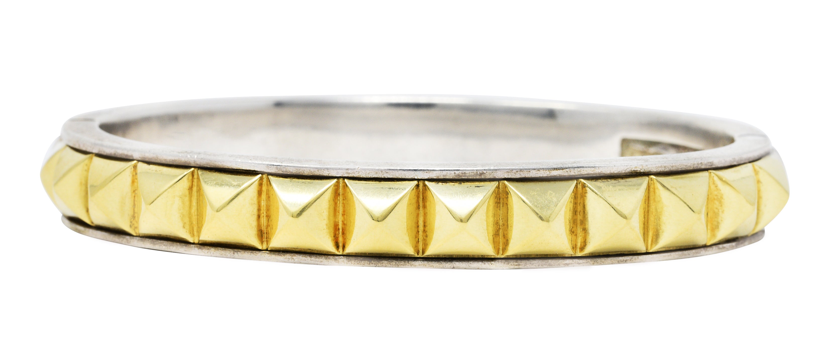 Lagos 18 Karat Gold Sterling Silver Sugarloaf Caviar Collection Bangle Braceletbracelet - Wilson's Estate Jewelry