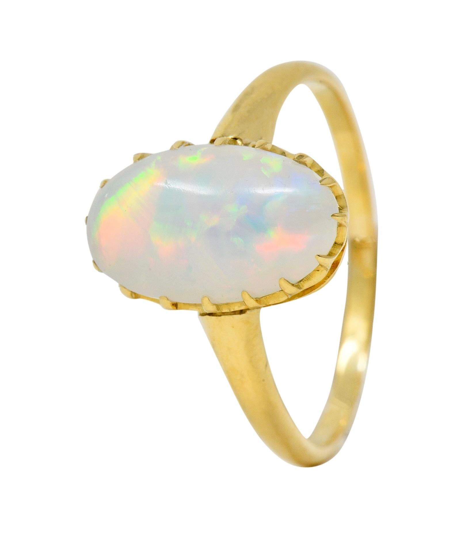 Victorian Opal Cabochon 18 Karat Yellow Gold Antique Solitaire Ring