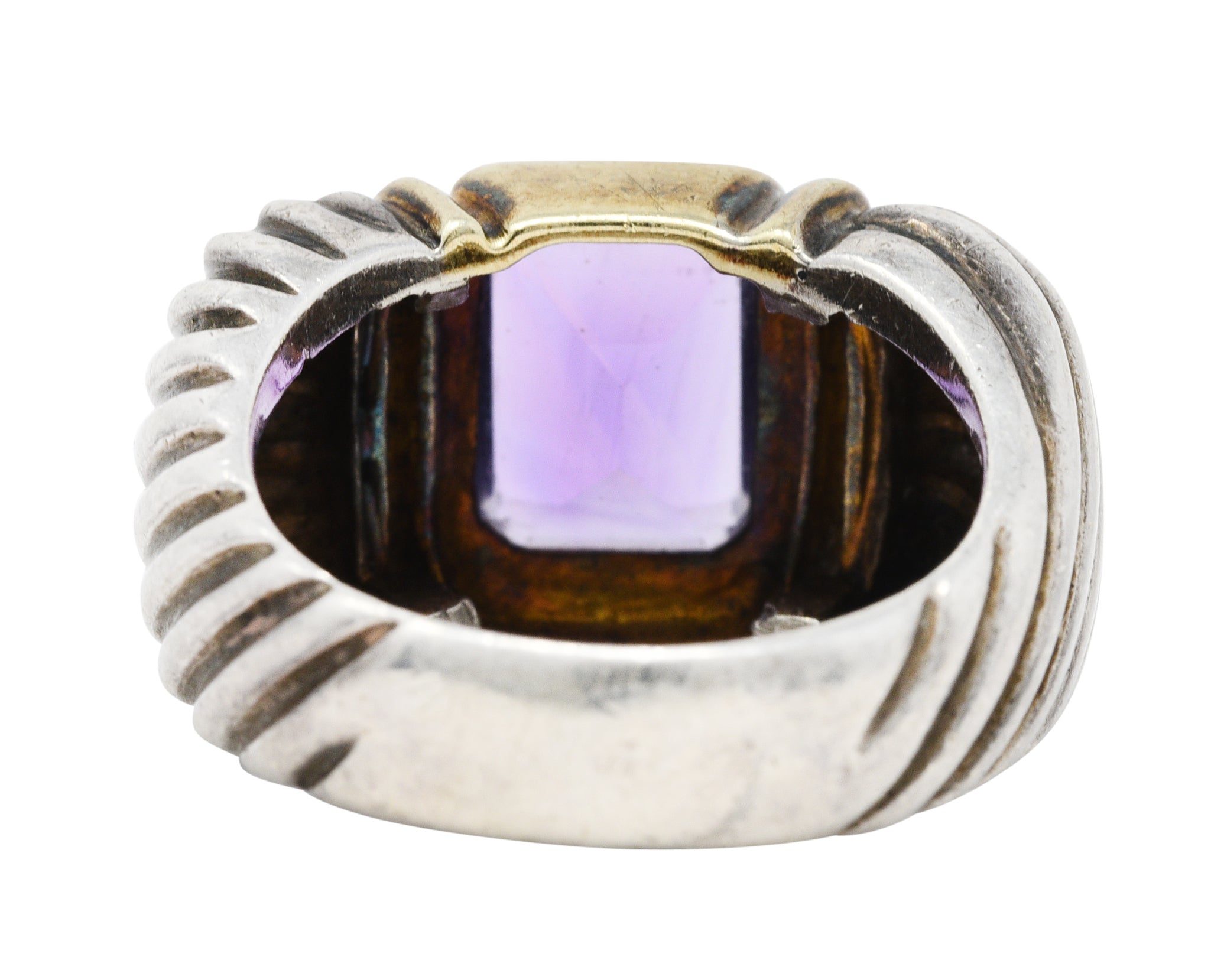 1990's David Yurman Amethyst 14 Karat Gold Sterling Silver Classic Cable RingRing - Wilson's Estate Jewelry