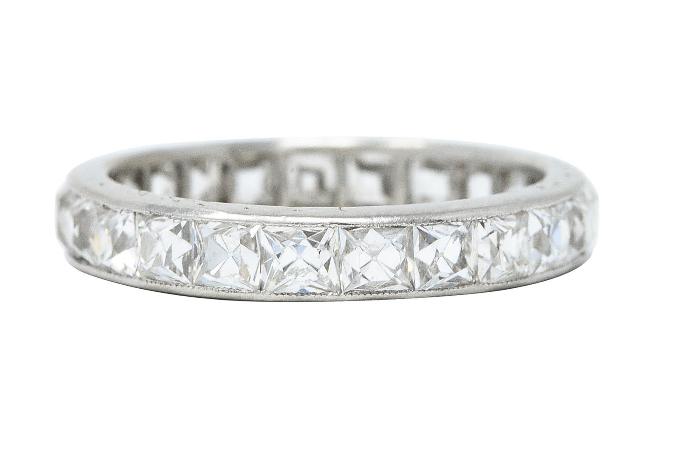 Art Deco 2.70 CTW French Cut Diamond Platinum Eternity Band RingRing - Wilson's Estate Jewelry