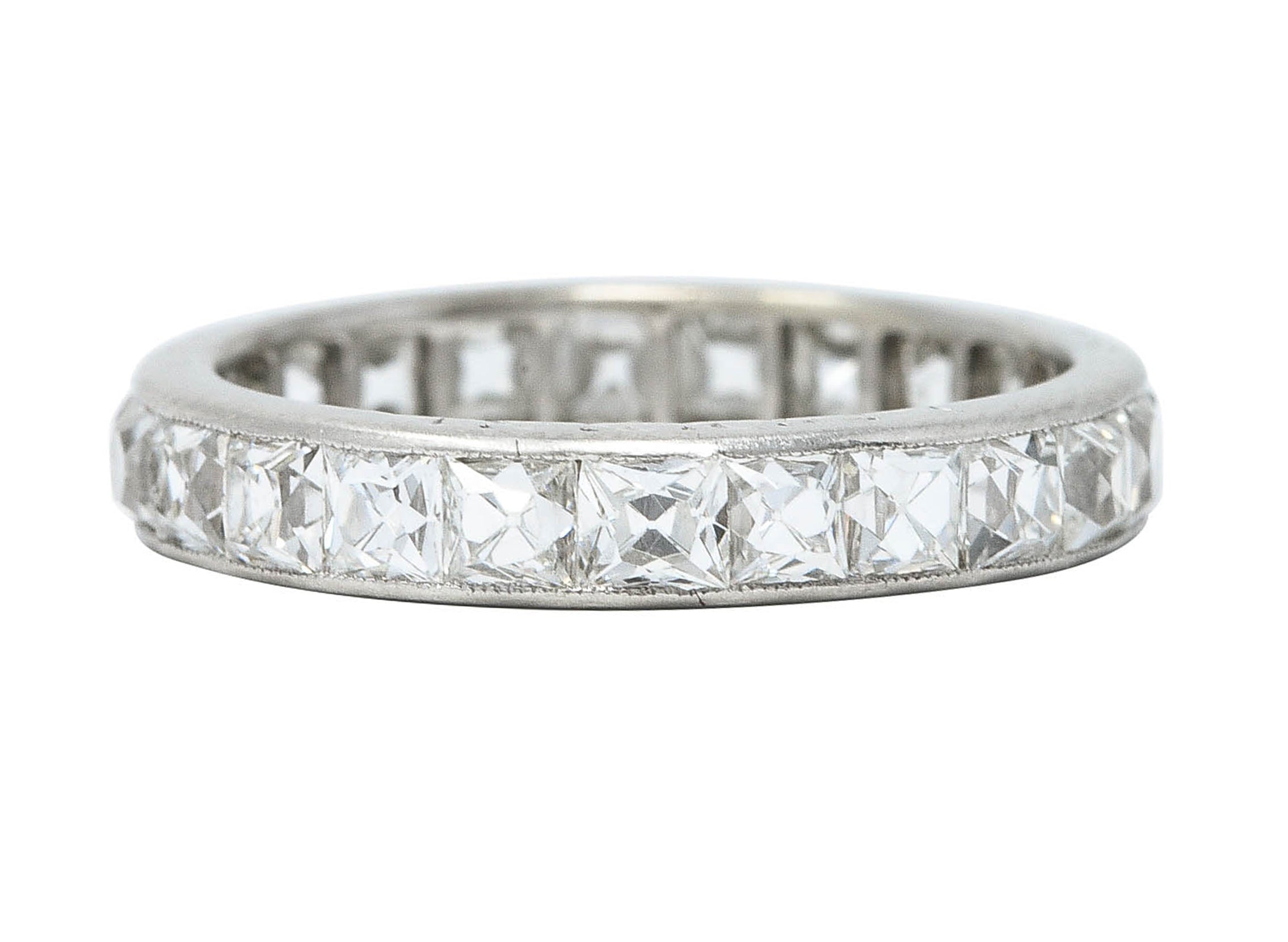 Art Deco 2.70 CTW French Cut Diamond Platinum Eternity Band RingRing - Wilson's Estate Jewelry