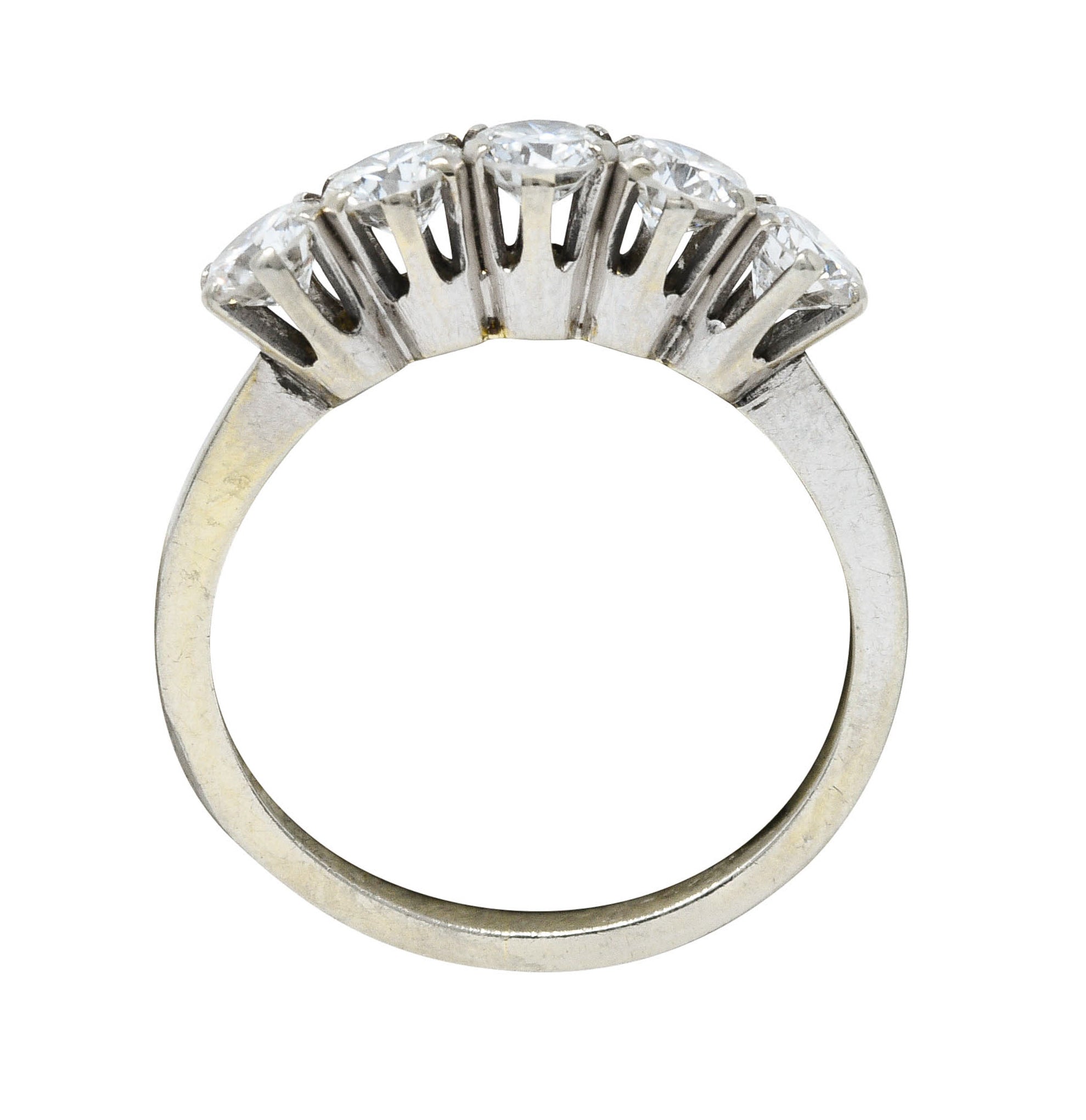 1950's Mid-Century 1.25 CTW Diamond 14 Karat White Gold Five Stone RingRing - Wilson's Estate Jewelry