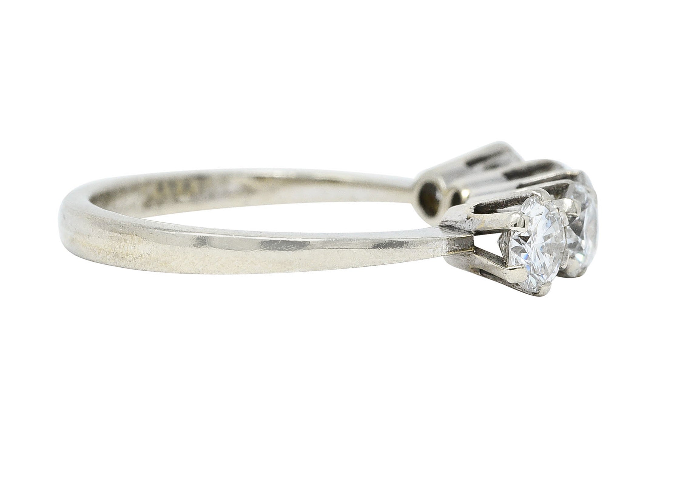 1950's Mid-Century 1.25 CTW Diamond 14 Karat White Gold Five Stone RingRing - Wilson's Estate Jewelry