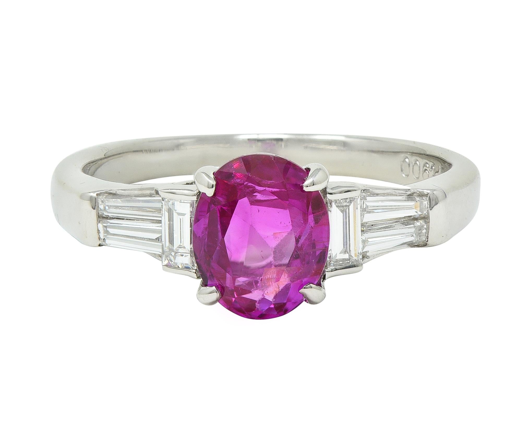 Contemporary 1.62 CTW No Heat Burmese Ruby Diamond Platinum Ring