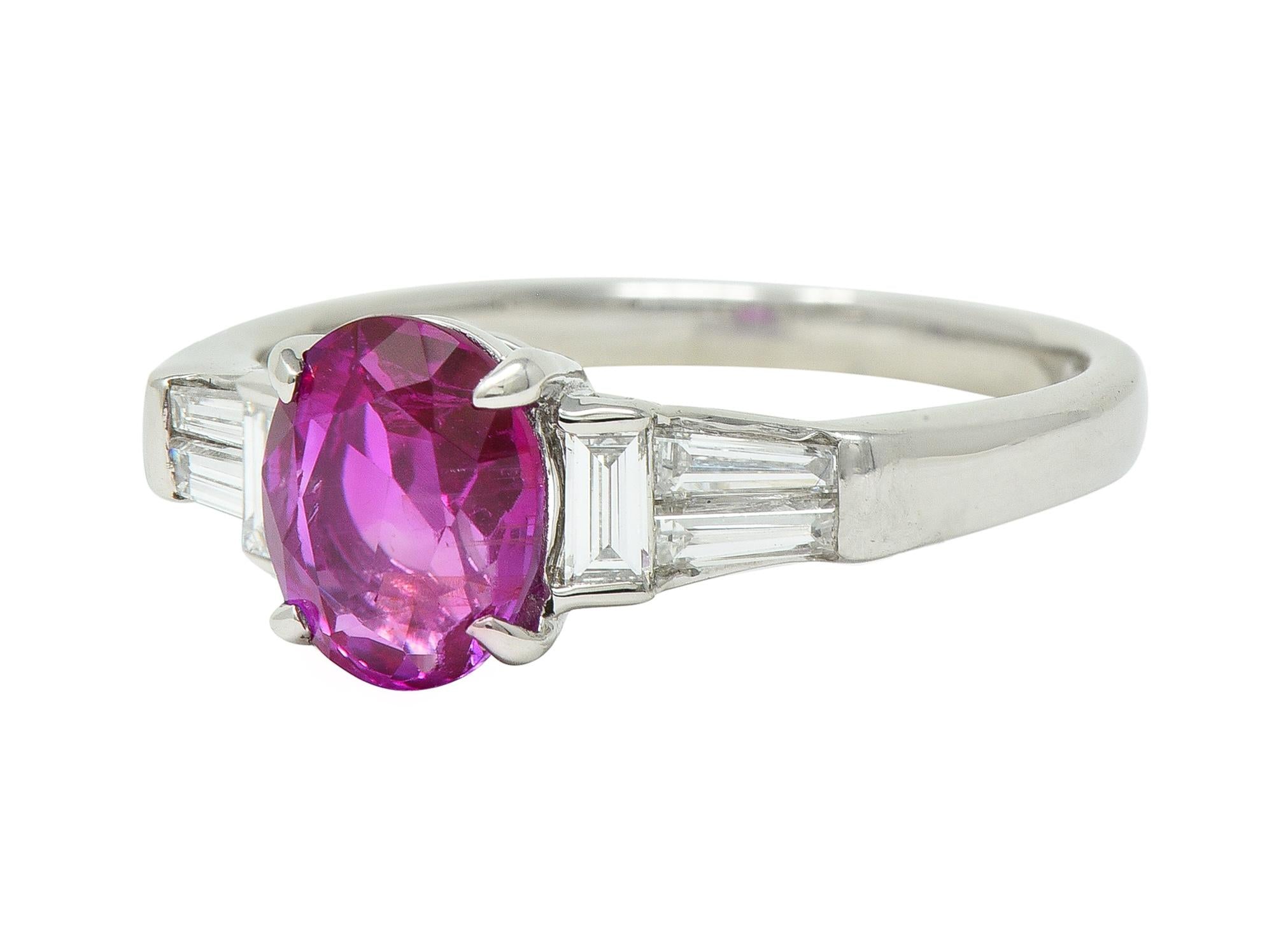 Contemporary 1.62 CTW No Heat Burmese Ruby Diamond Platinum Ring