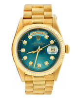 Rolex President Day-Date Vintage Men's Green Dial Diamond Unisex Watch