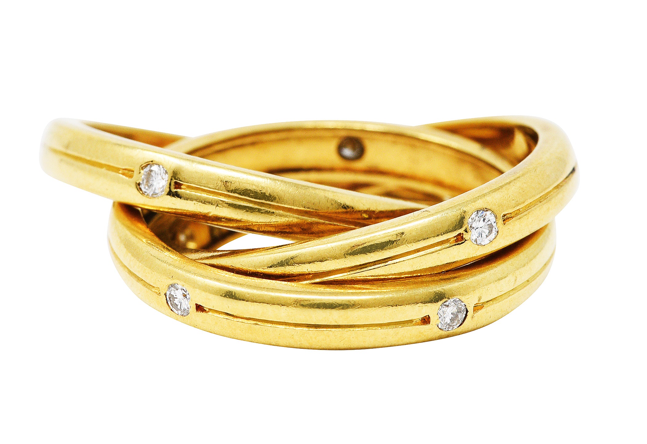 Cartier Diamond 18 Karat Gold Unisex Trinity Rolling RingRing - Wilson's Estate Jewelry