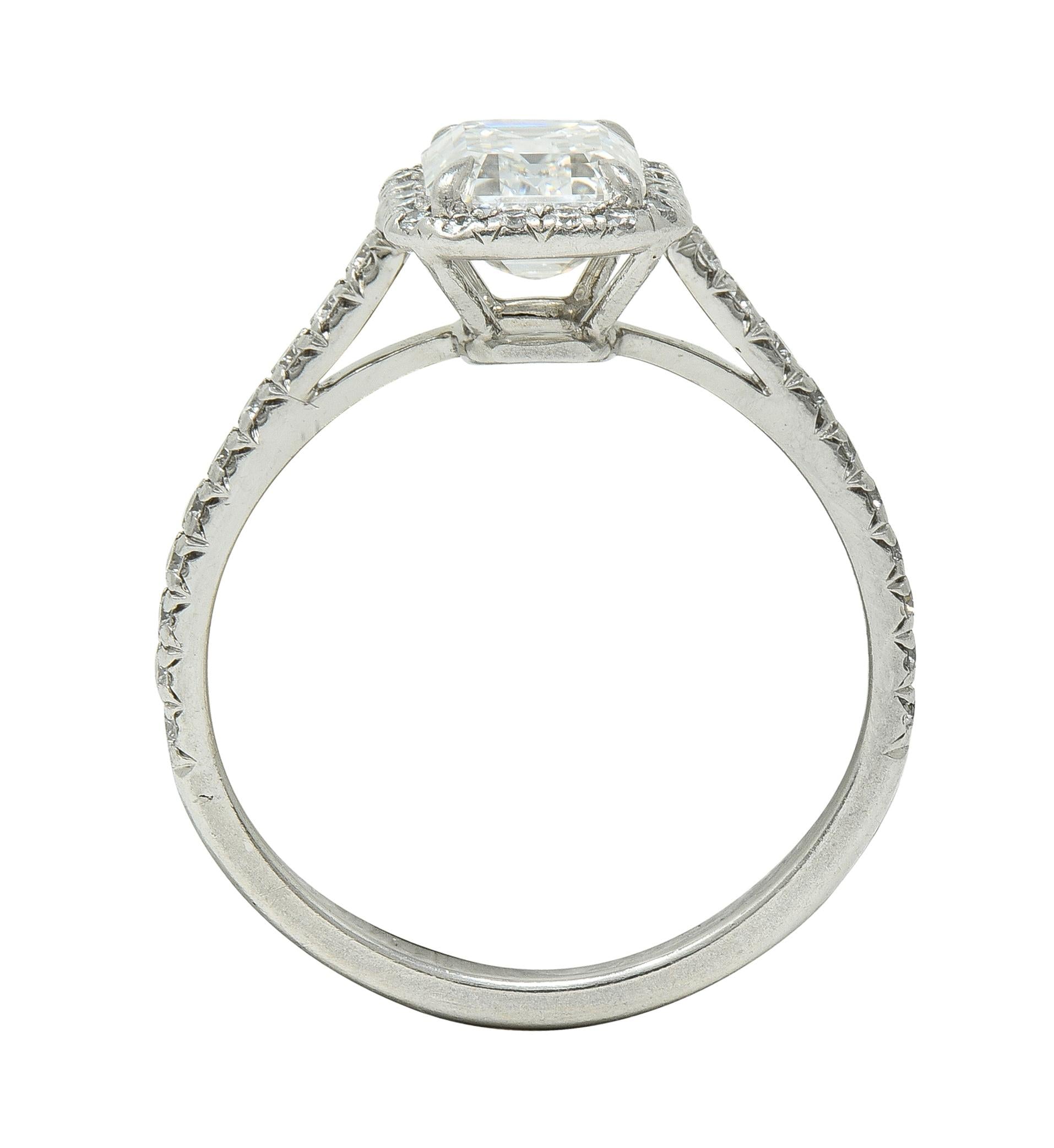 Tiffany & Co. 1.59 CTW Emerald Cut Diamond Platinum Soleste Engagement Ring