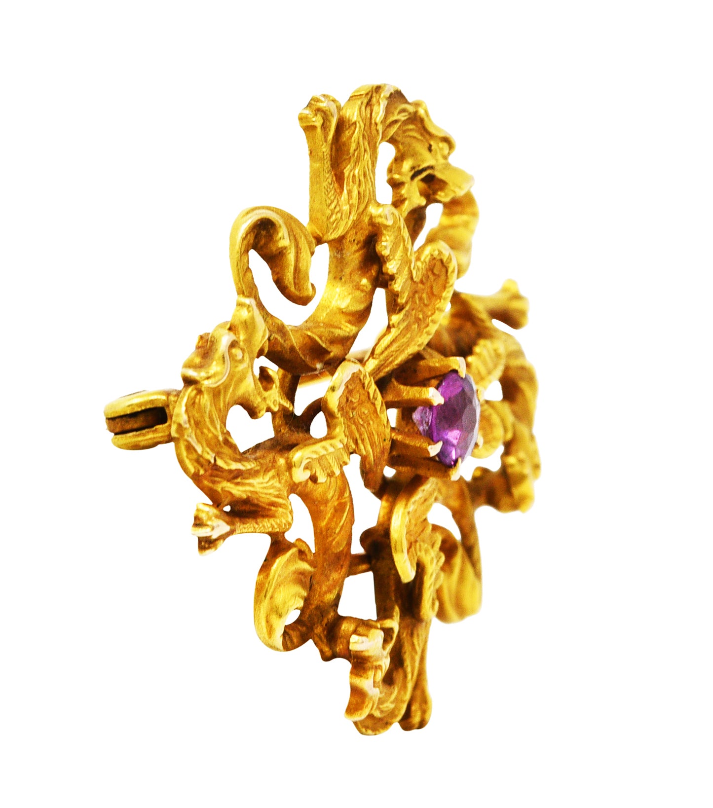 Art Nouveau Spinel 14 Karat Gold Dragon BroochBrooch - Wilson's Estate Jewelry