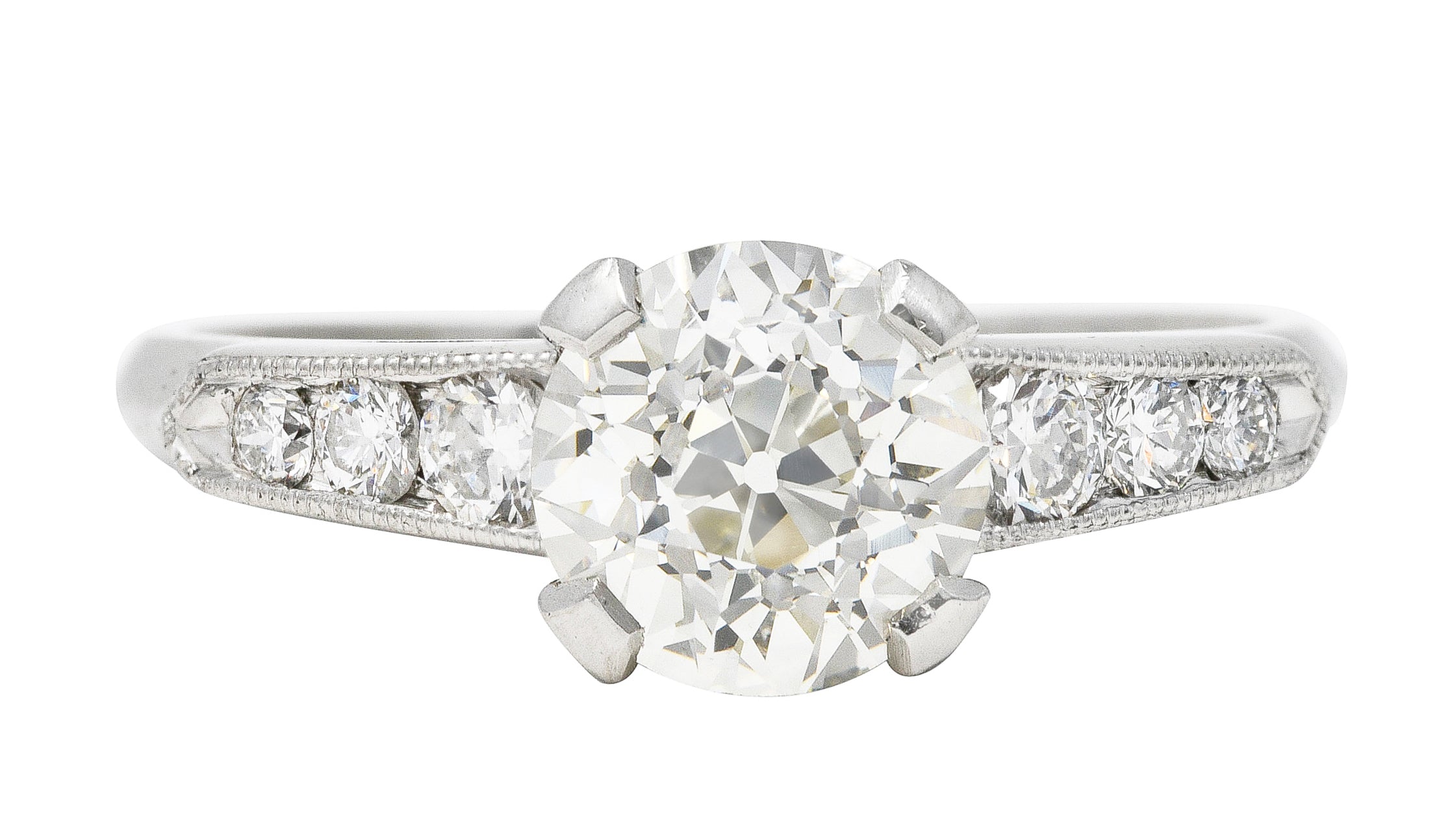 Art Deco 1.51 CTW Old European Cut Diamond Platinum Engagement Ring GIA Wilson's Estate Jewelry