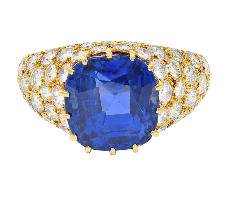 Van Cleef & Arpels French No Heat Ceylon Sapphire Diamond 18 Karat Ring AGL