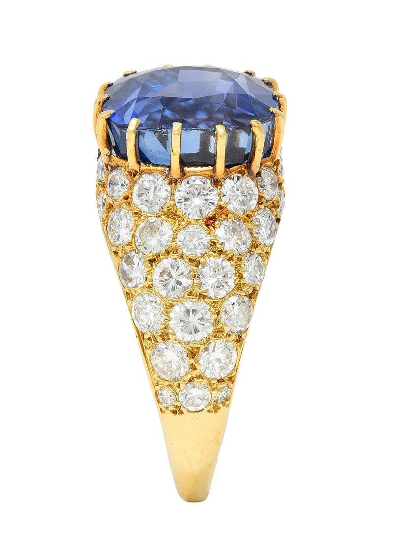 Van Cleef & Arpels French No Heat Ceylon Sapphire Diamond 18 Karat Ring AGL