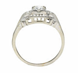 Art Deco Transitional Diamond 18 Karat White Gold Engagement Ring Wilson's Estate Jewelry