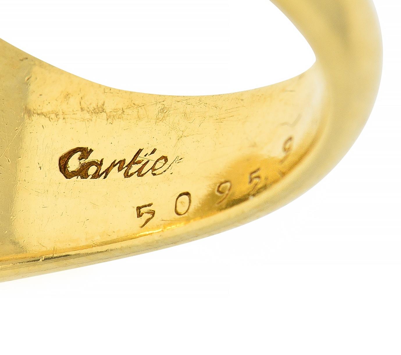 Cartier 1960's 1.22 CTW Oval Cut Diamond 18 Karat Yellow Gold Unisex Signet Ring