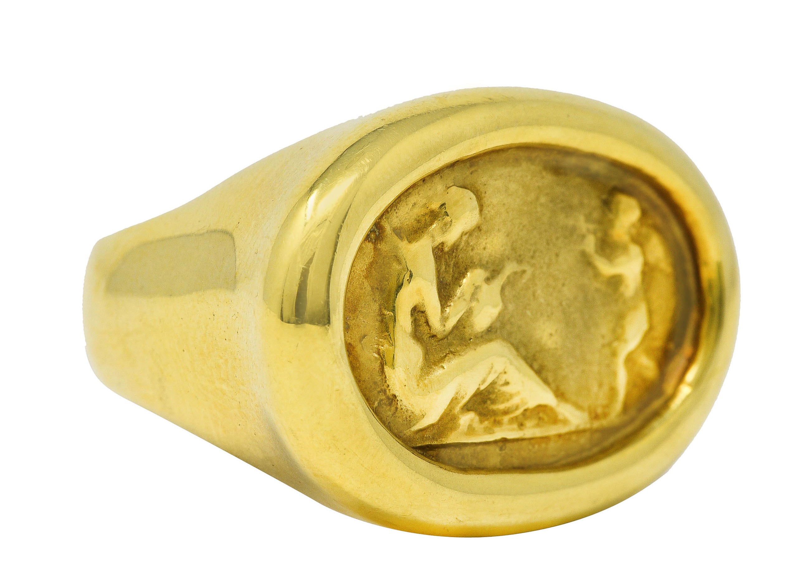 SeidenGang Vintage 14 Karat Yellow Gold Cupid Venus Classic Unisex Cameo Signet Ring Wilson's Estate Jewelry