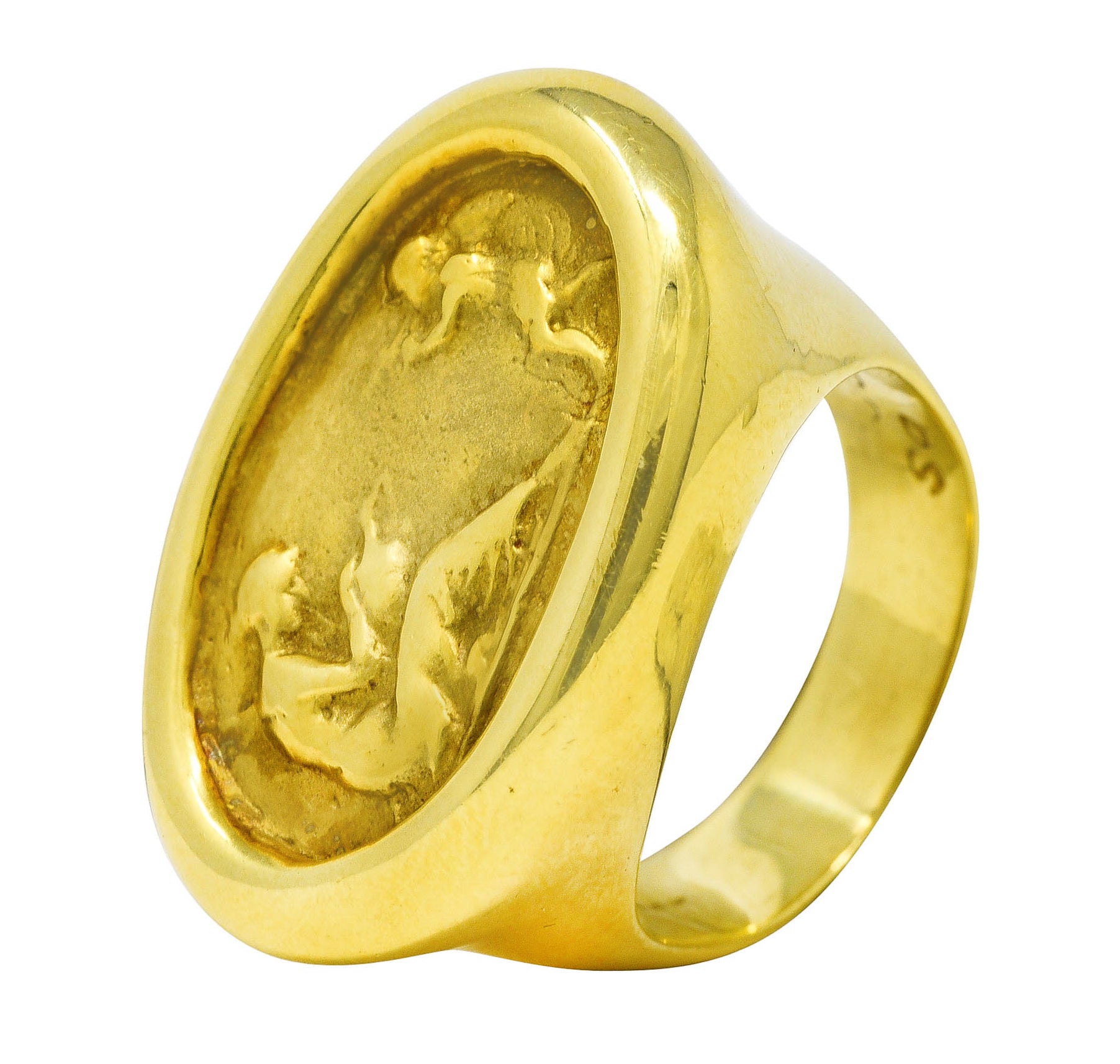 SeidenGang Vintage 14 Karat Yellow Gold Cupid Venus Classic Unisex Cameo Signet Ring Wilson's Estate Jewelry