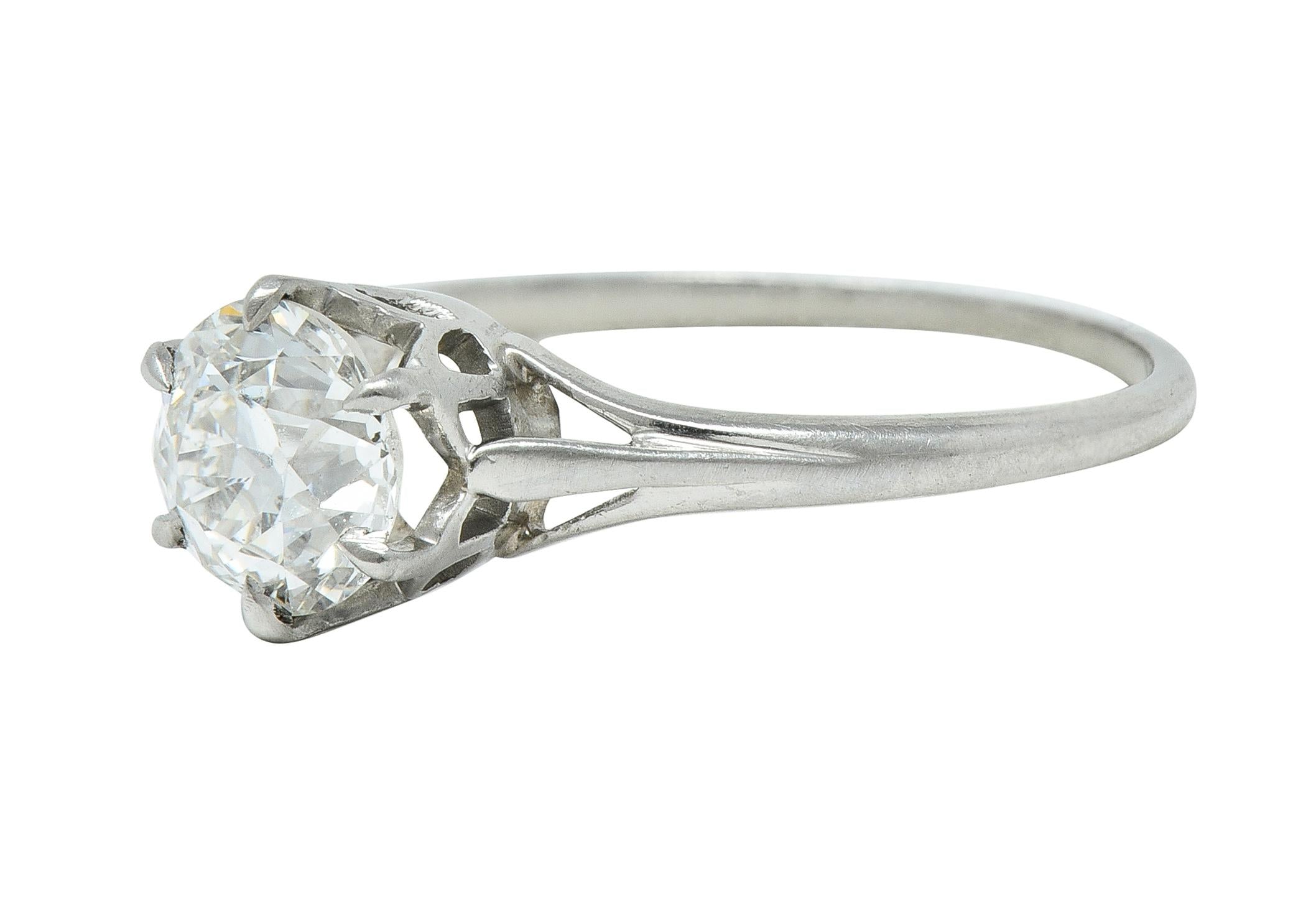 Early Art Deco 0.73 CTW Old European Cut Diamond Platinum Engagement Ring