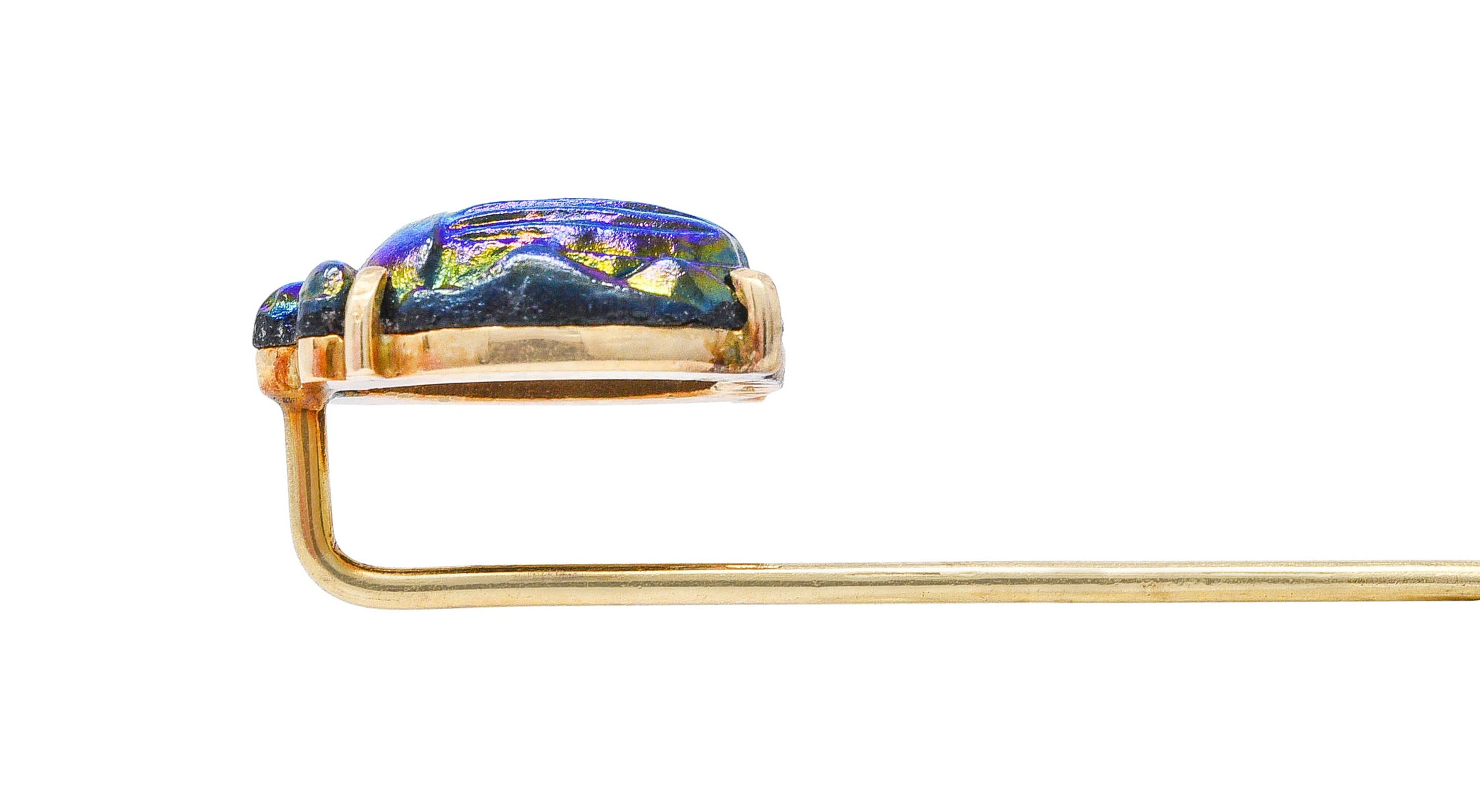 Egyptian Revival Bismuth 14 Karat Gold Scarab Beetle StickpinStick Pin - Wilson's Estate Jewelry