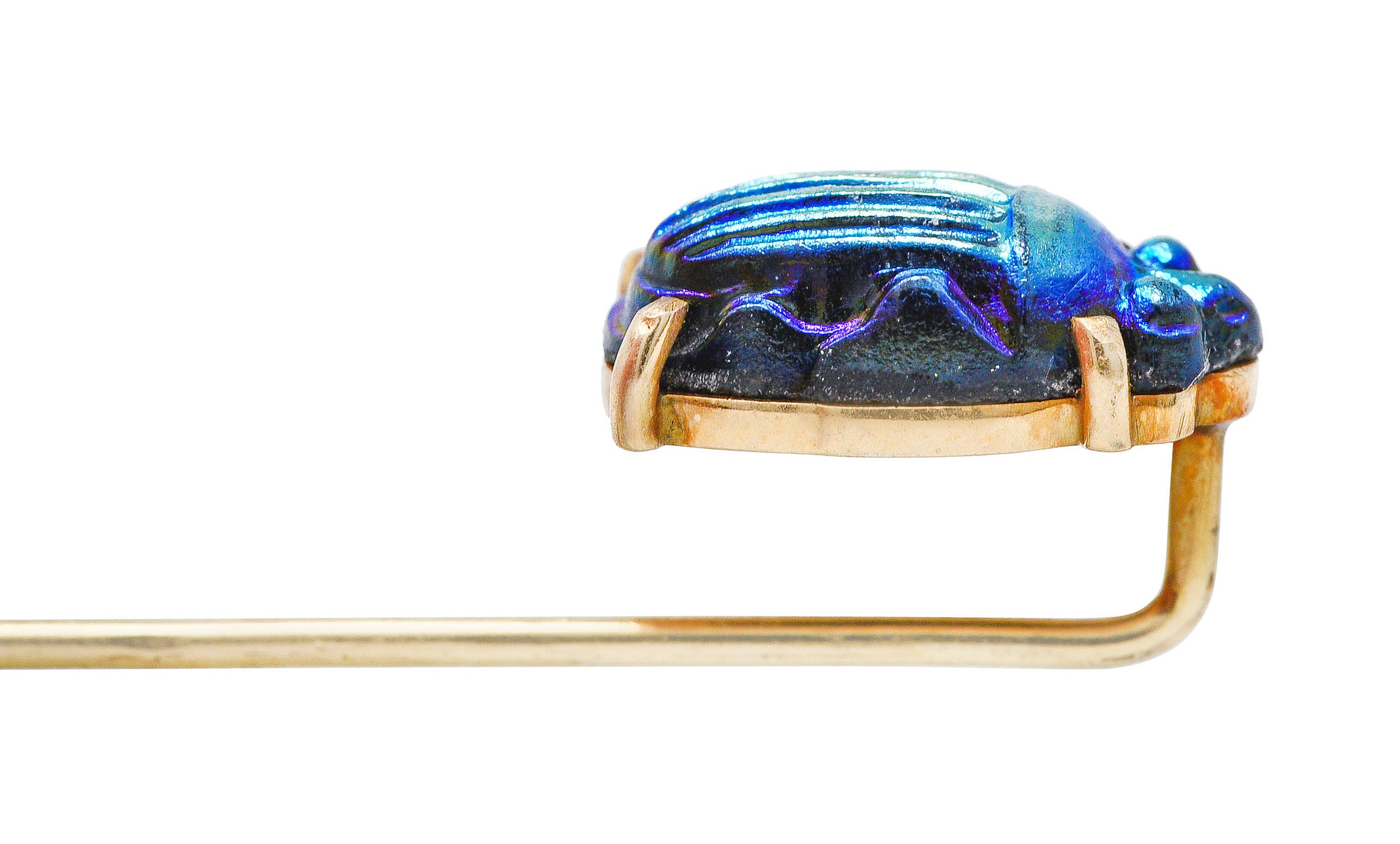 Egyptian Revival Bismuth 14 Karat Gold Scarab Beetle StickpinStick Pin - Wilson's Estate Jewelry