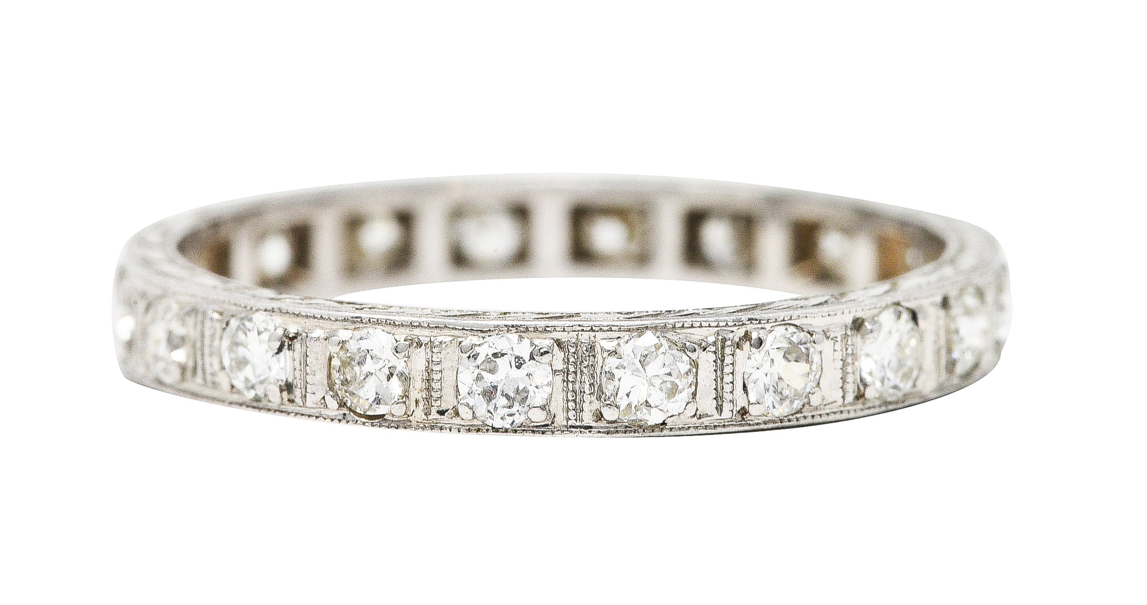 Art Deco 0.60 CTW Diamond Platinum Eternity Band Ring Wilson's Estate Jewelry