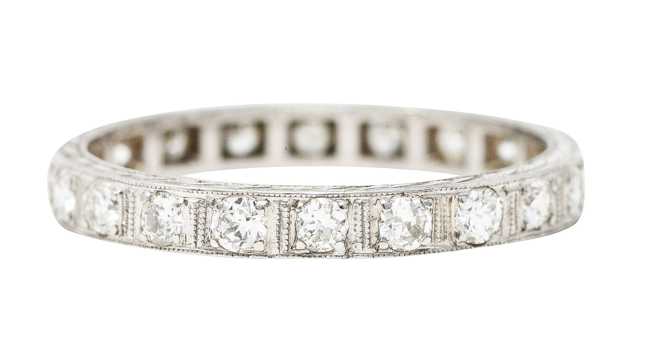 Art Deco 0.60 CTW Diamond Platinum Eternity Band Ring Wilson's Estate Jewelry