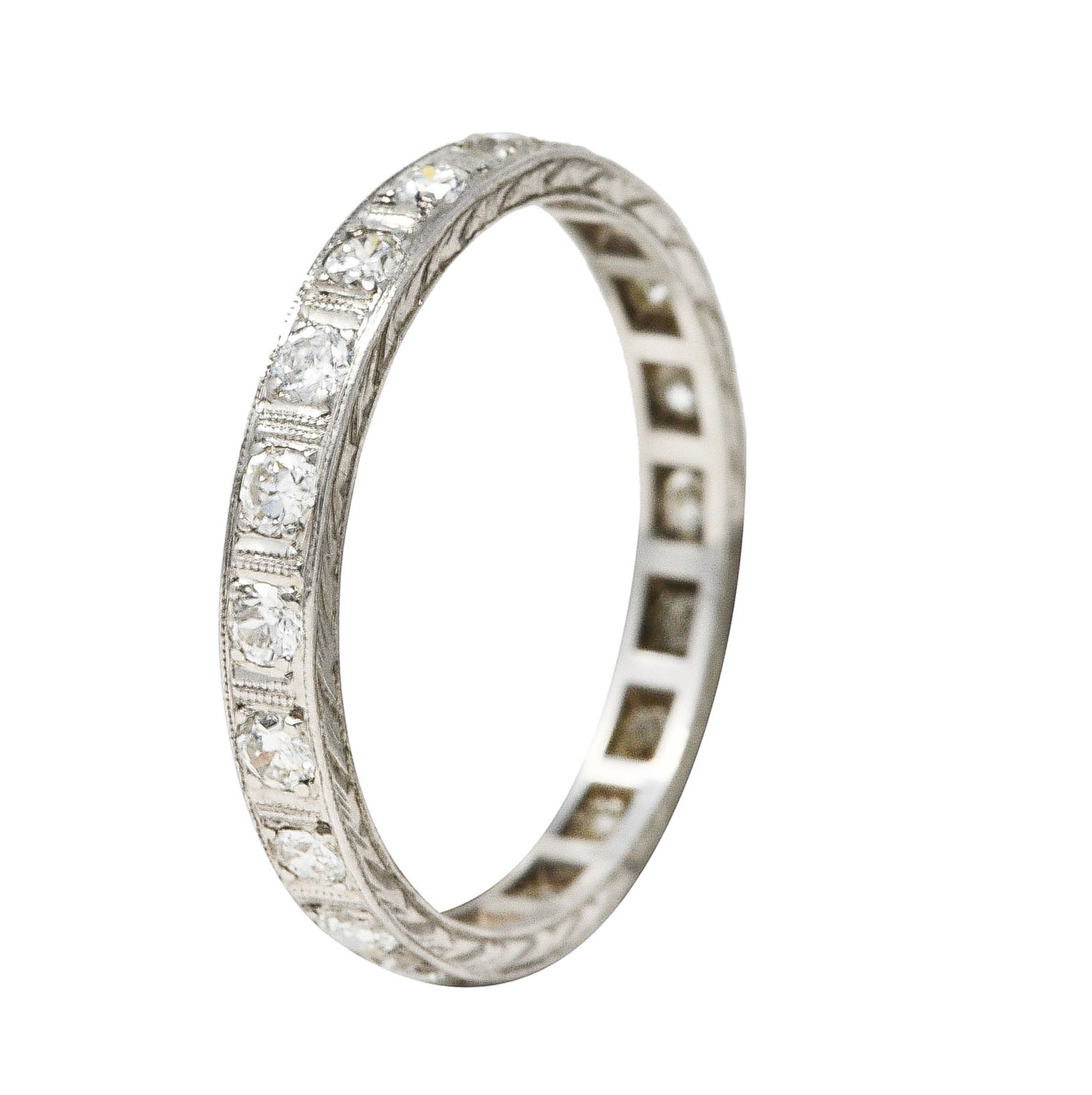 Art Deco 0.60 CTW Diamond Platinum Eternity Band Ring Wilson's Estate Jewelry