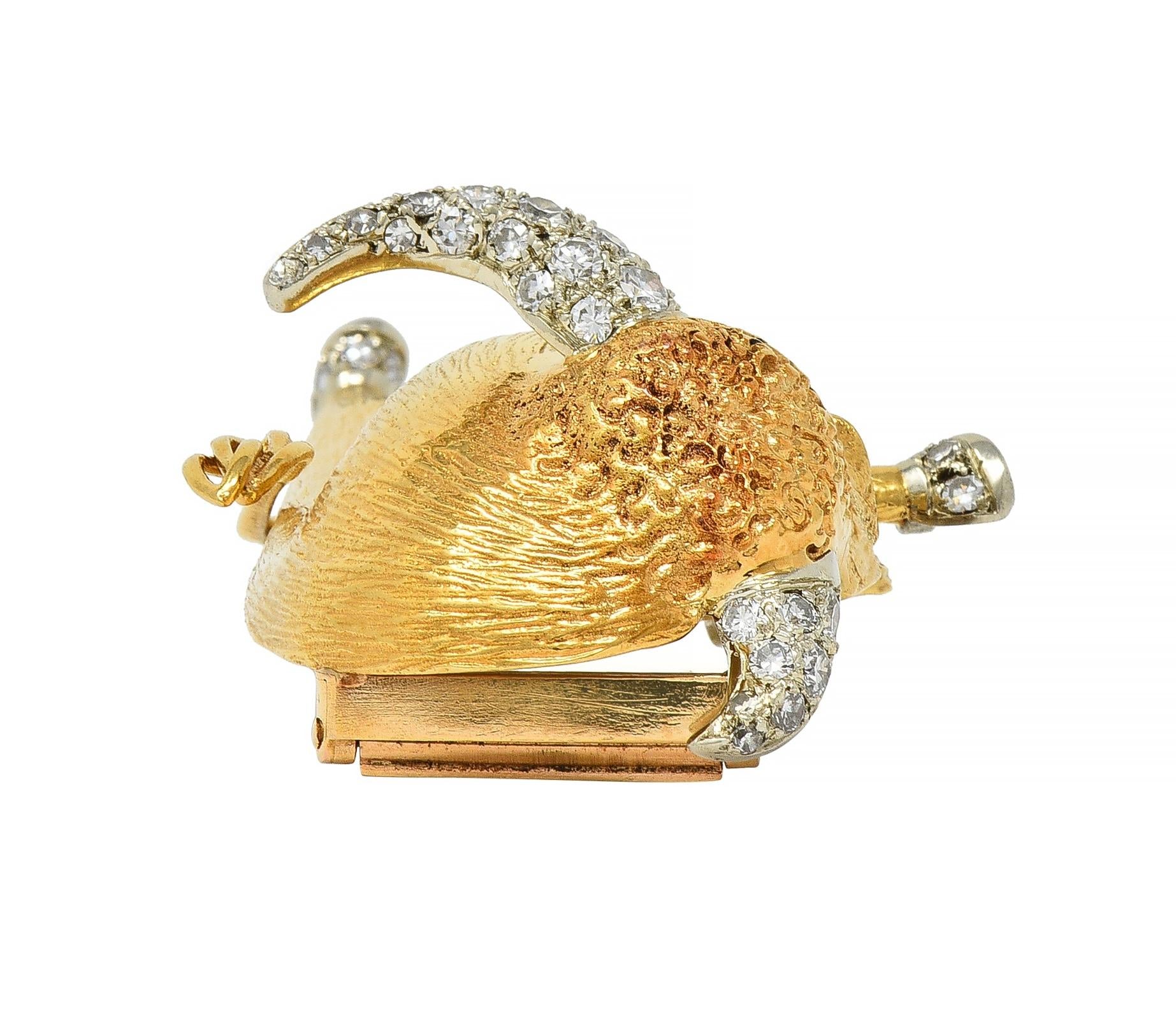 Van Cleef & Arpels Paris Diamond 18K Gold Whimsical Taurus Zodiac Brooch