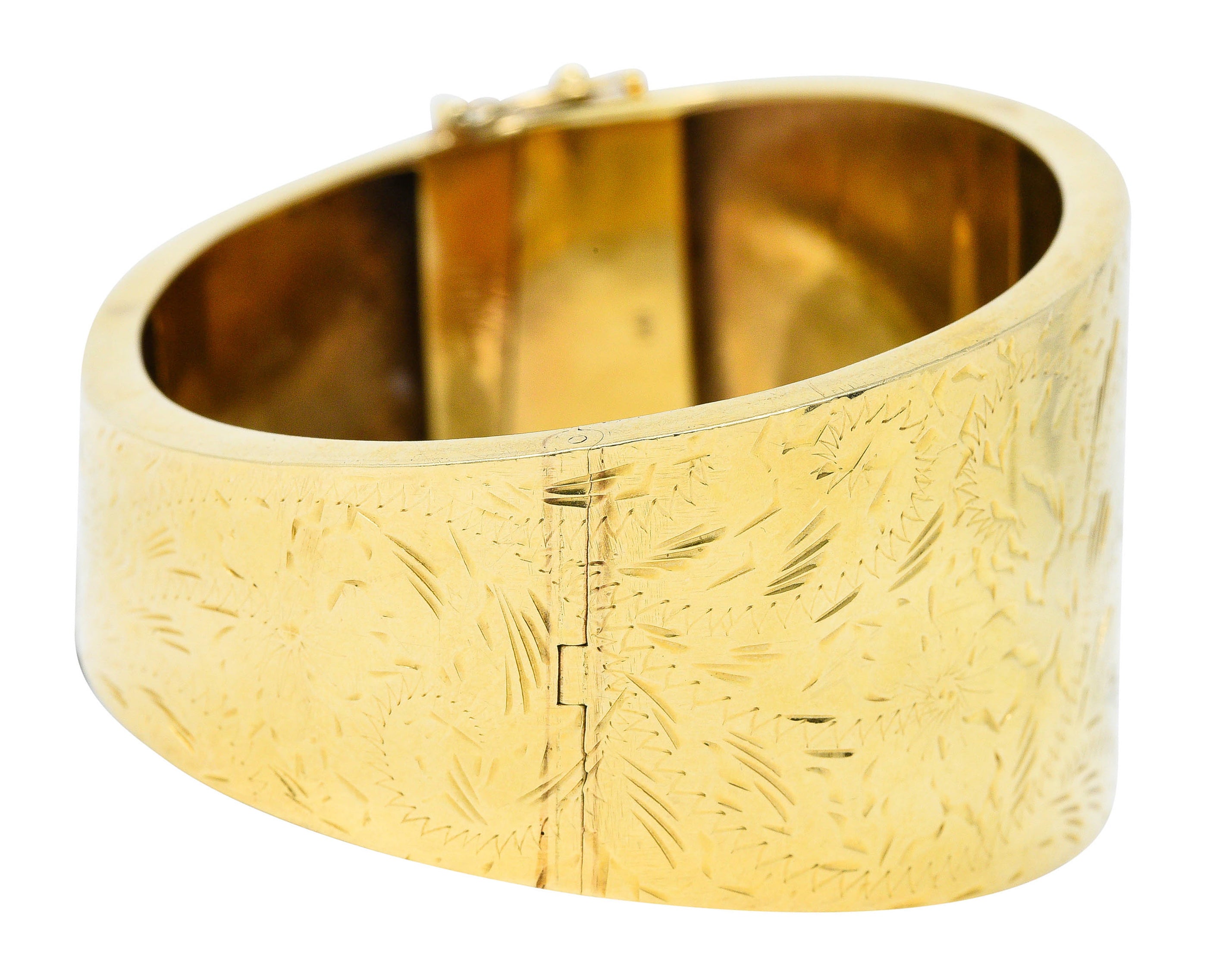 Victorian 14 Karat Gold Engraved Floral Bangle Bracelet Circa 1900bracelet - Wilson's Estate Jewelry