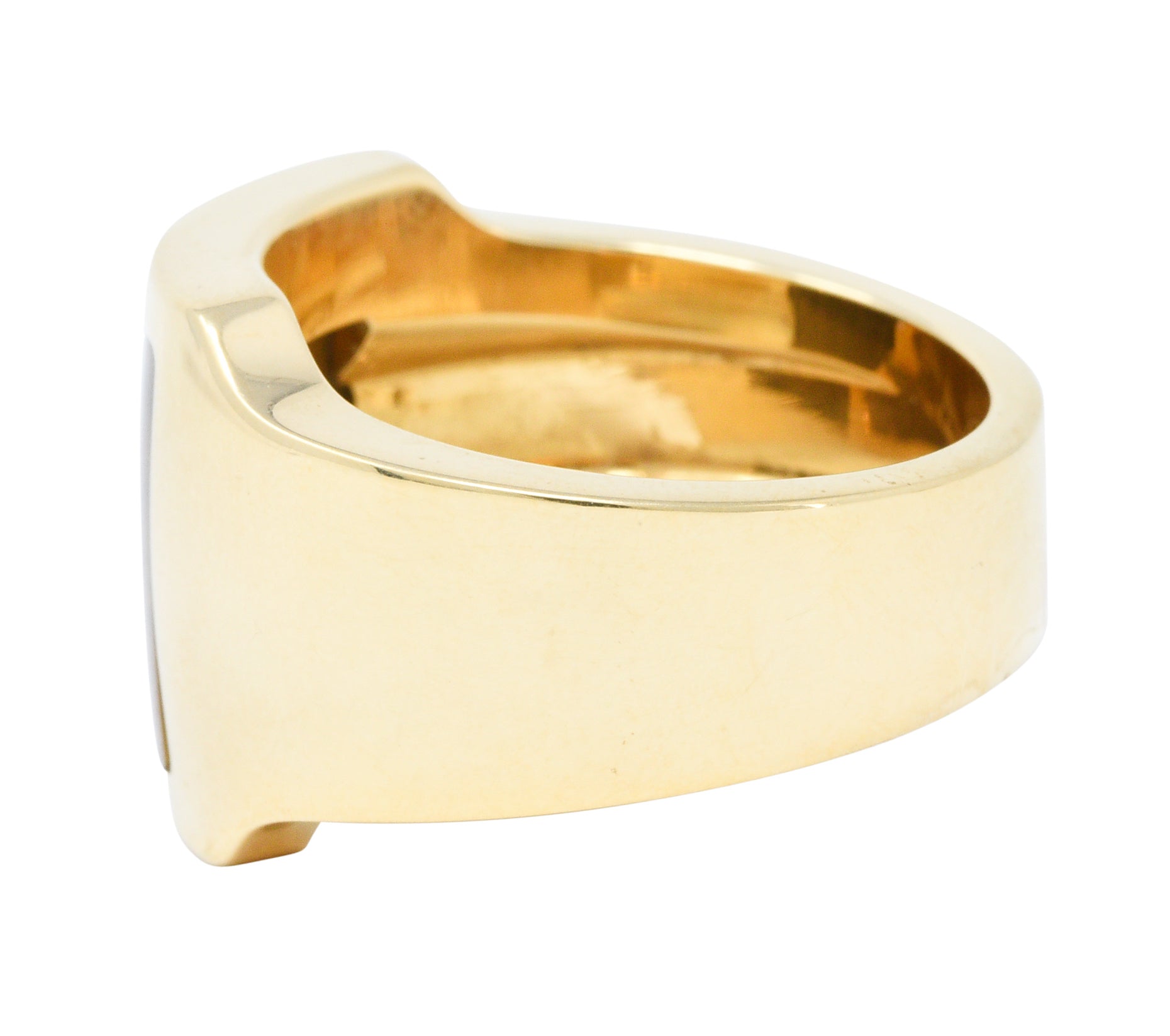 Cartier Tiger's Eye 18 Karat Gold Men's Cushion Santos Dumont RingRing - Wilson's Estate Jewelry