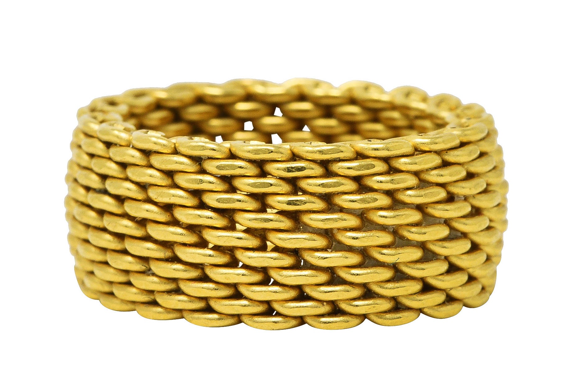 Tiffany & Co. Contemporary 18 Karat Yellow Gold Mesh Weave Somerset Band Ring Wilson's Estate Jewelry