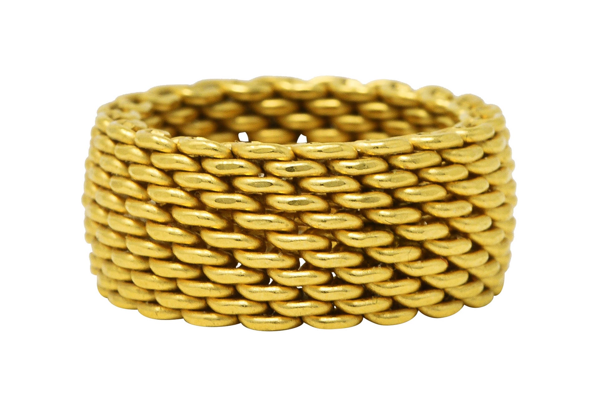 Tiffany & Co. Contemporary 18 Karat Yellow Gold Mesh Weave Somerset Band Ring Wilson's Estate Jewelry