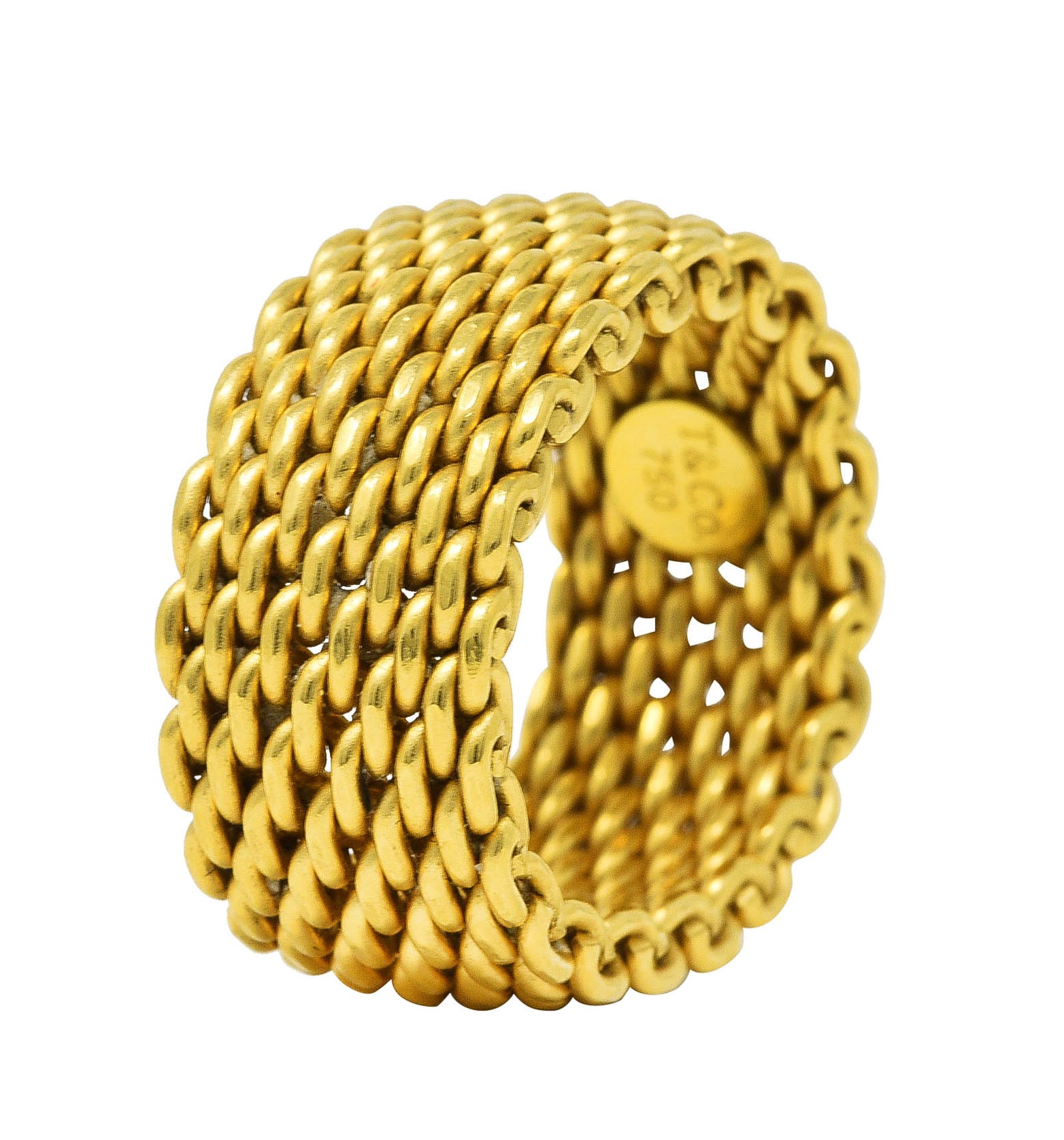 Tiffany & Co. Contemporary 18 Karat Yellow Gold Mesh Weave Somerset Band Ring Wilson's Estate Jewelry