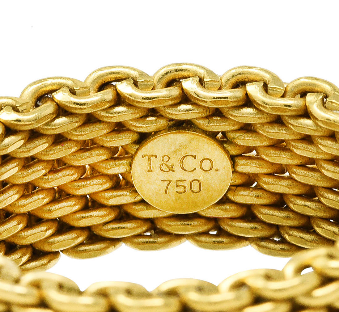 Tiffany & Co. Contemporary 18 Karat Yellow Gold Mesh Weave Somerset Band Ring Wilson's Estate Jewelry