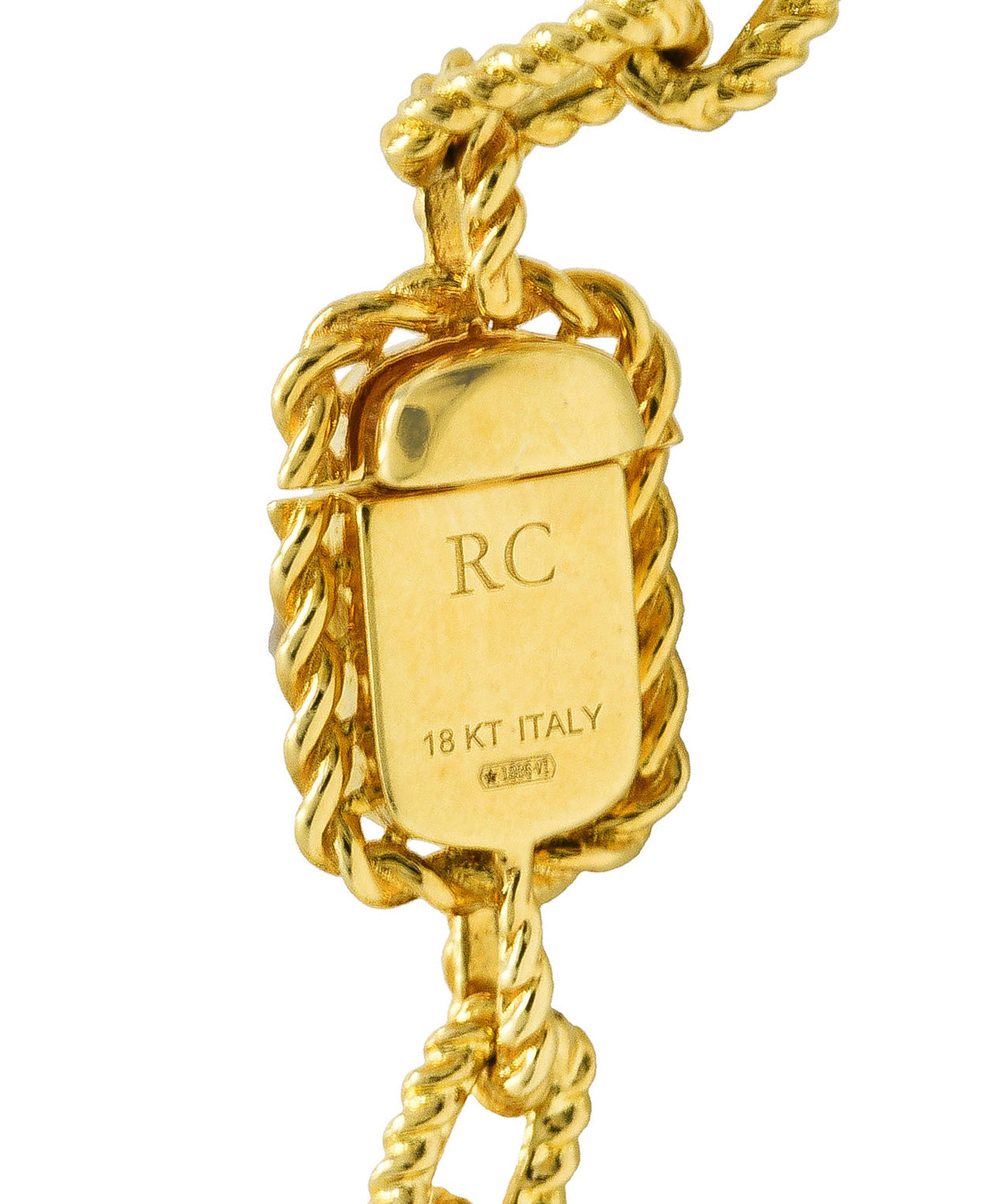 Roberto Coin Vintage Diamond Two-Tone 18 Karat Gold Twisted Rope Chain Link Necklace Wilson's Estate Jewelry