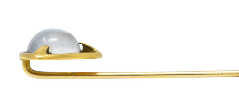 Brassler Co. Moonstone Cabochon 14 Karat Gold StickpinStick Pin - Wilson's Estate Jewelry