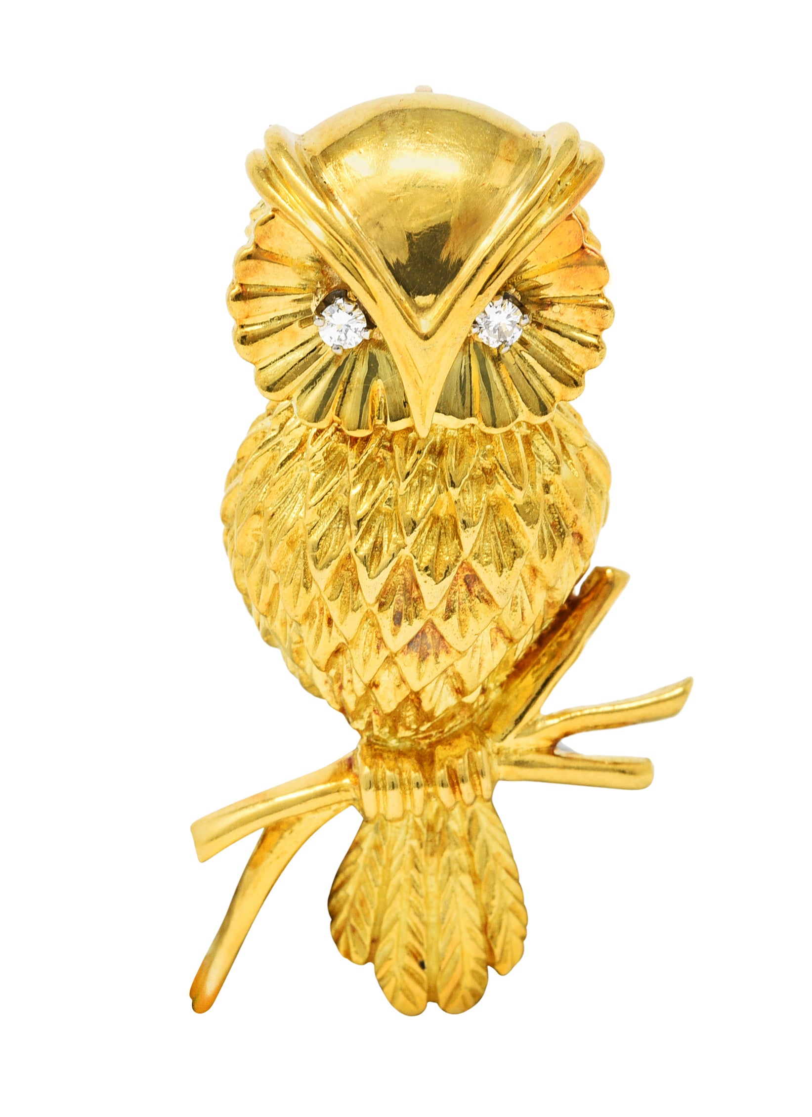 Tiffany & Co. Retro Diamond 18 Karat Gold Owl BroochBrooch - Wilson's Estate Jewelry