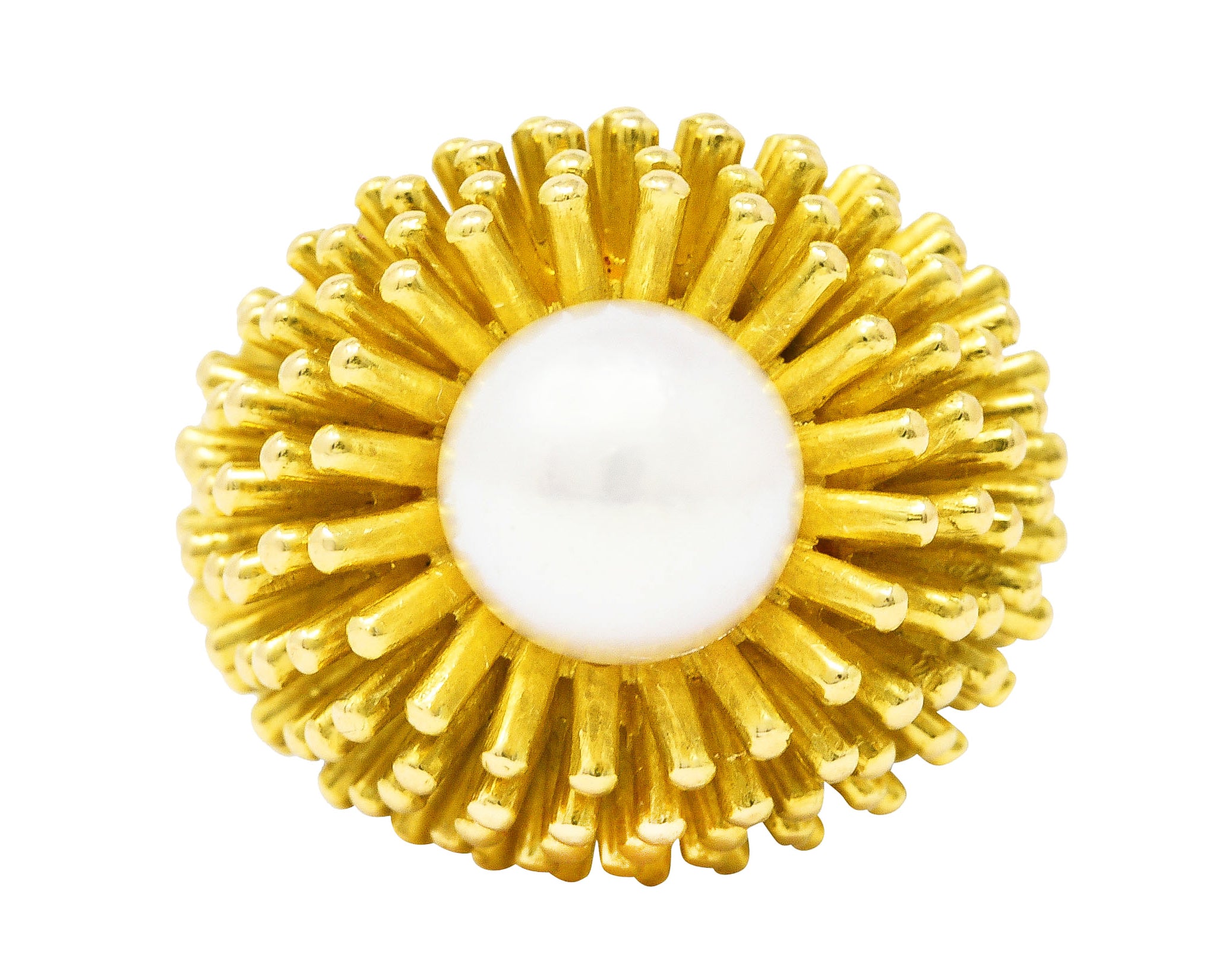 Cartier France 1960's Pearl 18 Karat Yellow Gold Organic Burst Vintage Ring Wilson's Estate Jewelry