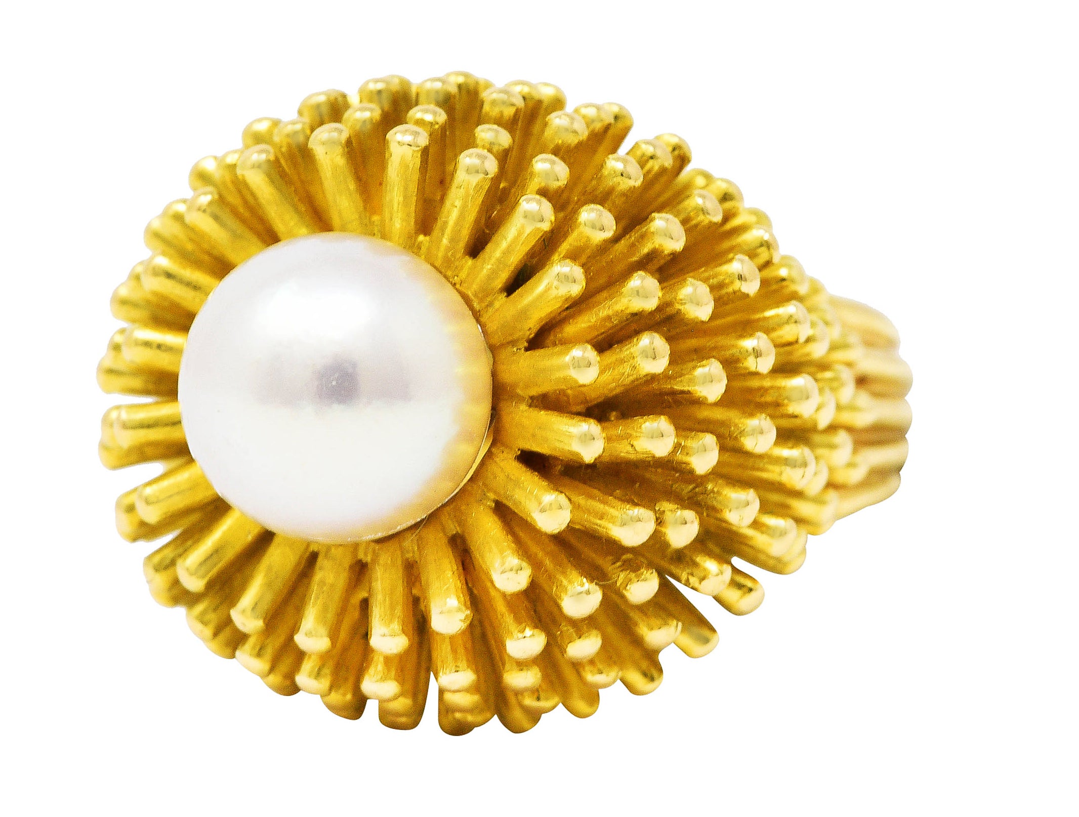 Cartier France 1960's Pearl 18 Karat Yellow Gold Organic Burst Vintage Ring Wilson's Estate Jewelry