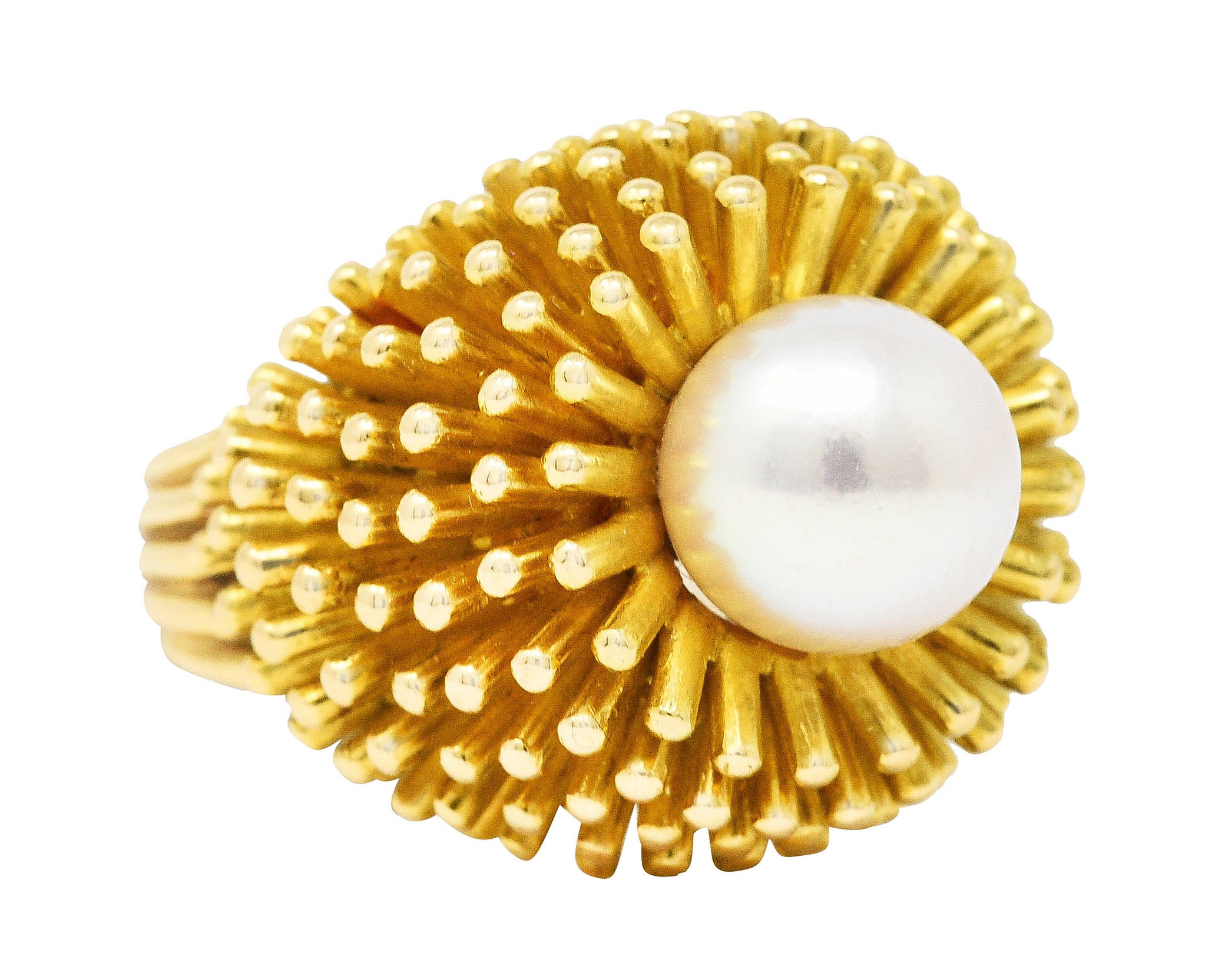 Cartier France 1960's Pearl 18 Karat Yellow Gold Organic Burst Vintage Ring Wilson's Estate Jewelry