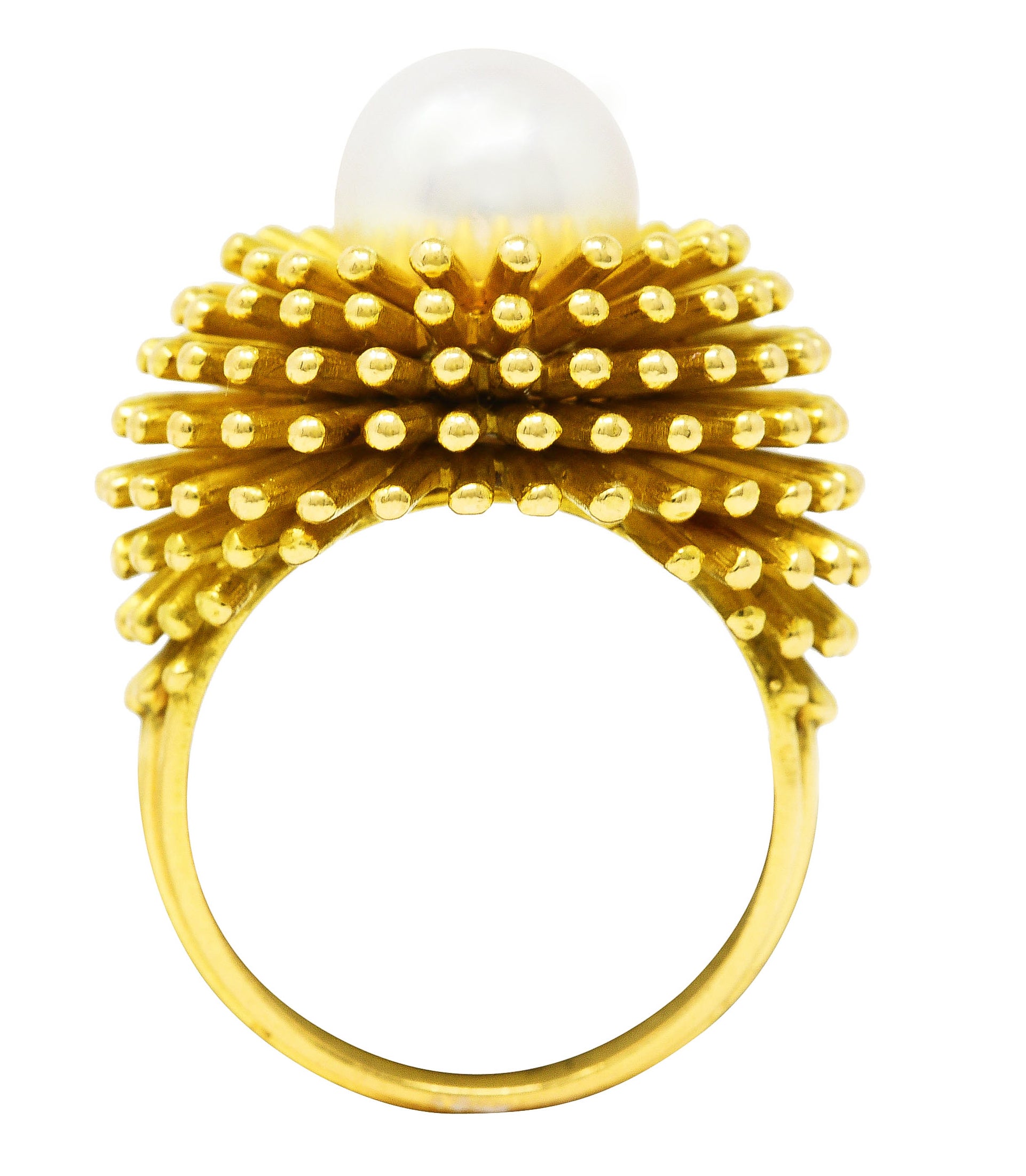 Cartier France 1960's Pearl 18 Karat Yellow Gold Organic Burst Vintage Ring Wilson's Estate Jewelry