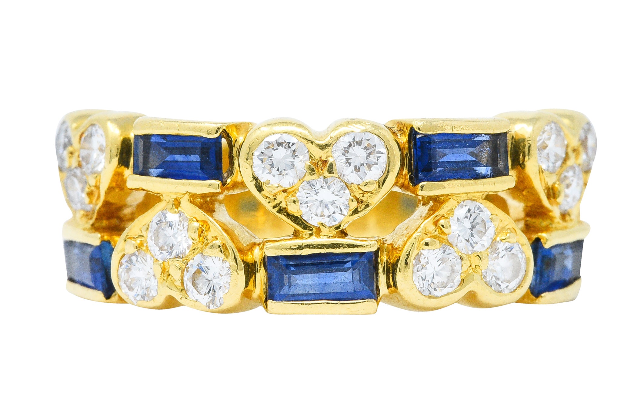 Tiffany & Co. 1.25 CTW Diamond Sapphire 18 Karat Gold Heart Band RingRing - Wilson's Estate Jewelry